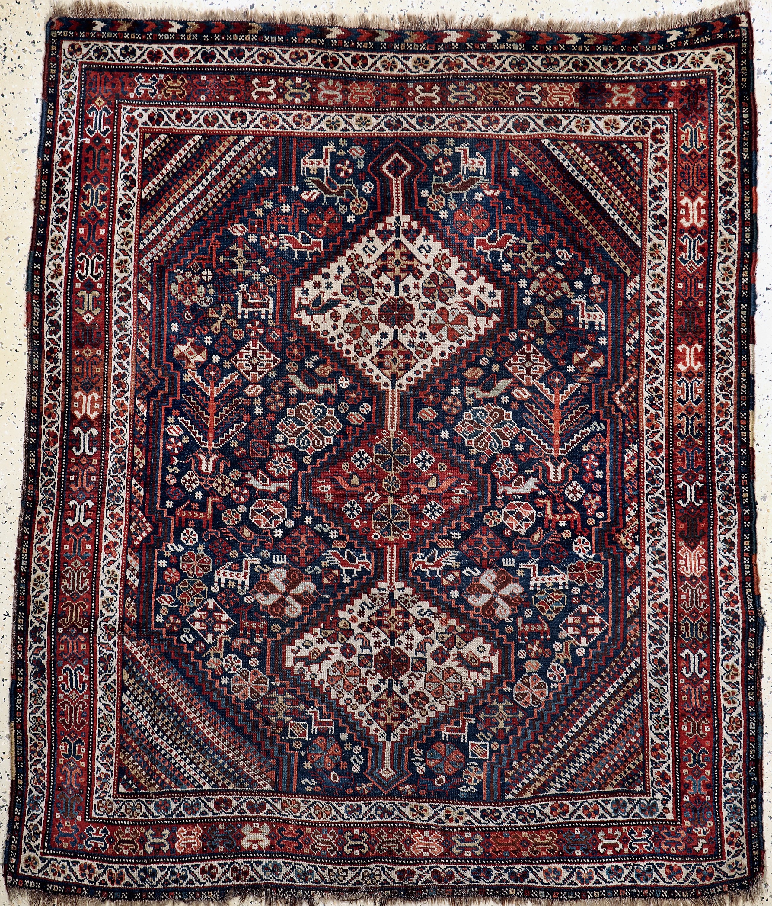 Khamseh antik, Persien, 19.Jhd, Wolle auf Wolle, ca. 175 x 150 cm, EHZ: 3