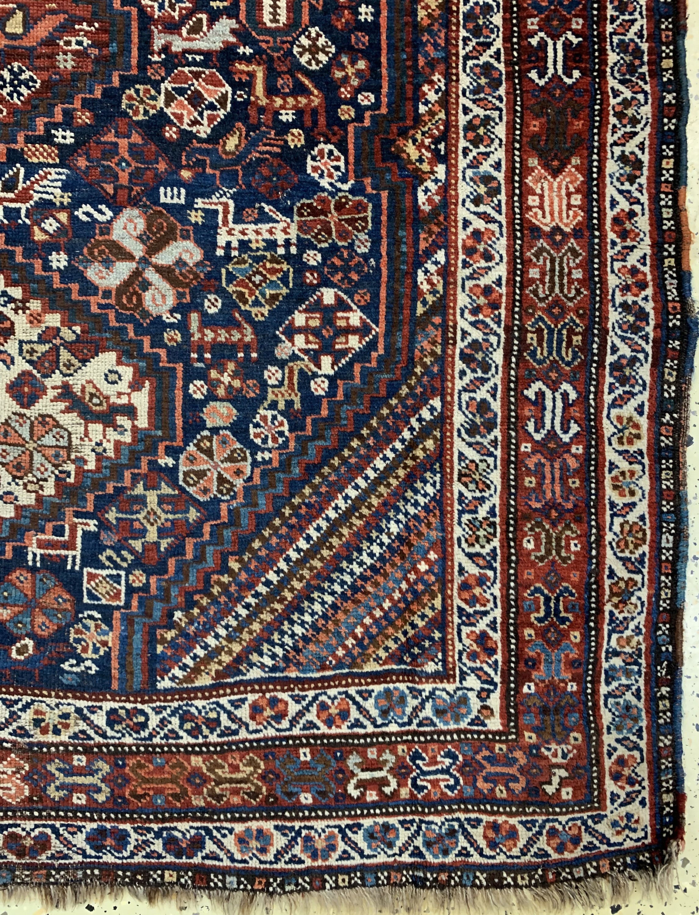 Detail a: Khamseh antik, Persien, 19.Jhd, Wolle auf Wolle, ca. 175 x 150 cm, EHZ: 3