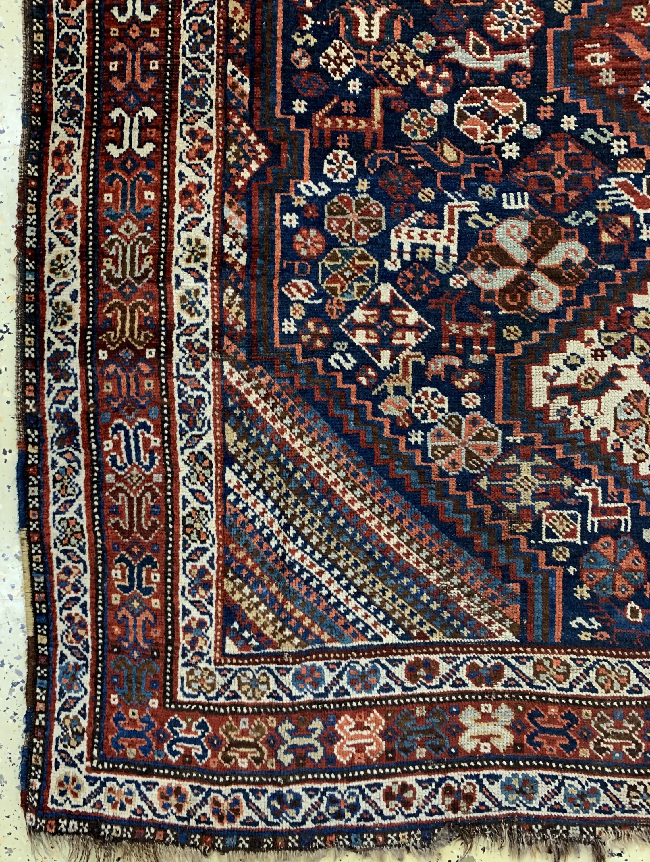 Detail b: Khamseh antik, Persien, 19.Jhd, Wolle auf Wolle, ca. 175 x 150 cm, EHZ: 3