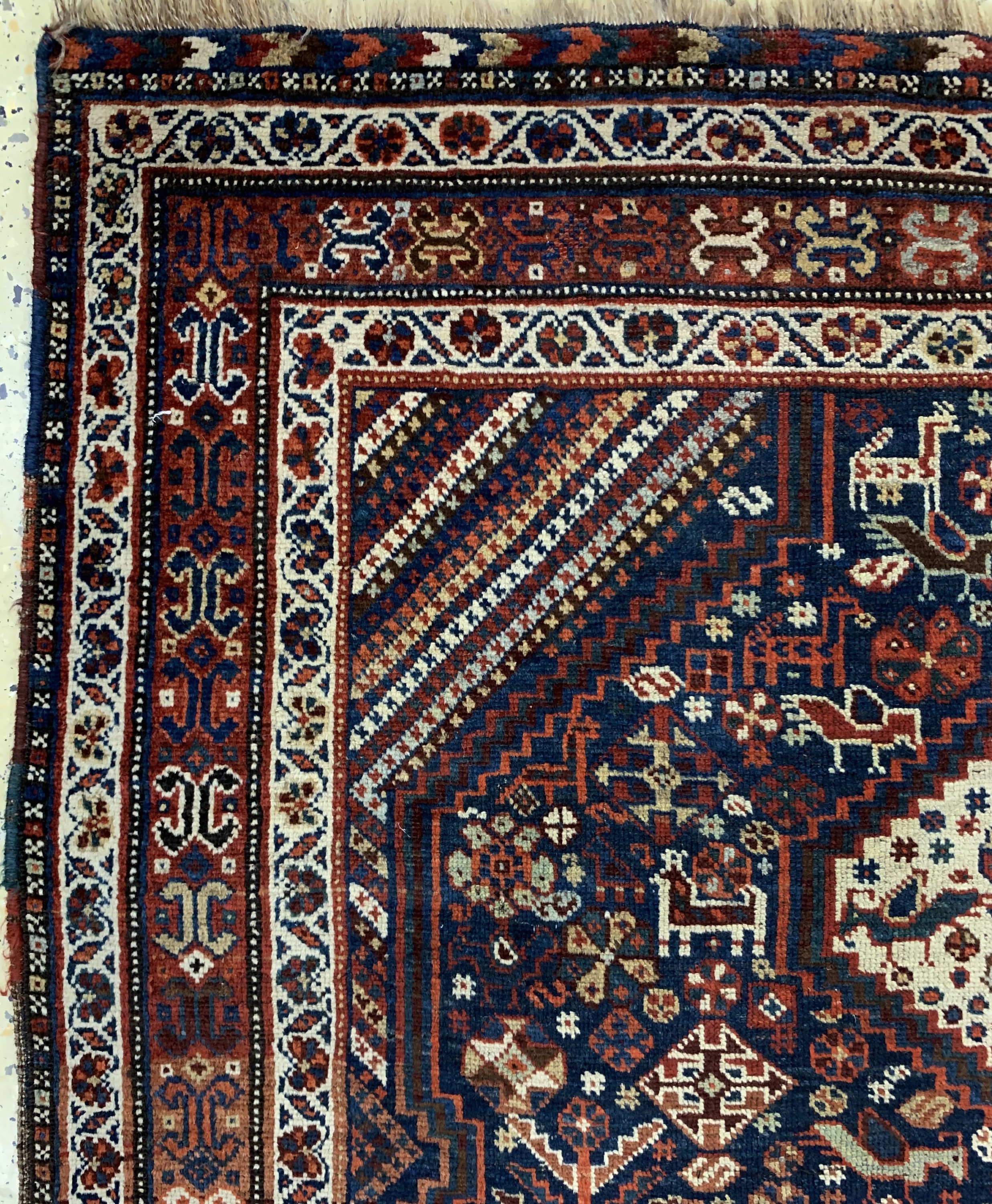 Detail d: Khamseh antik, Persien, 19.Jhd, Wolle auf Wolle, ca. 175 x 150 cm, EHZ: 3