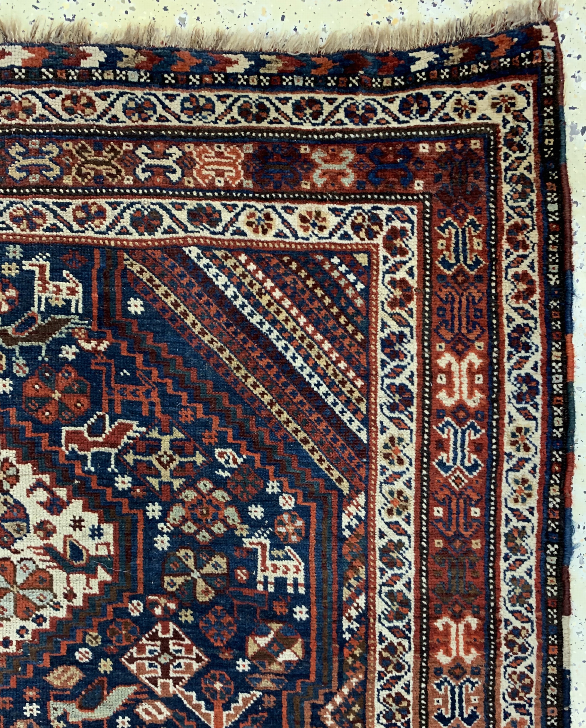 Detail e: Khamseh antik, Persien, 19.Jhd, Wolle auf Wolle, ca. 175 x 150 cm, EHZ: 3
