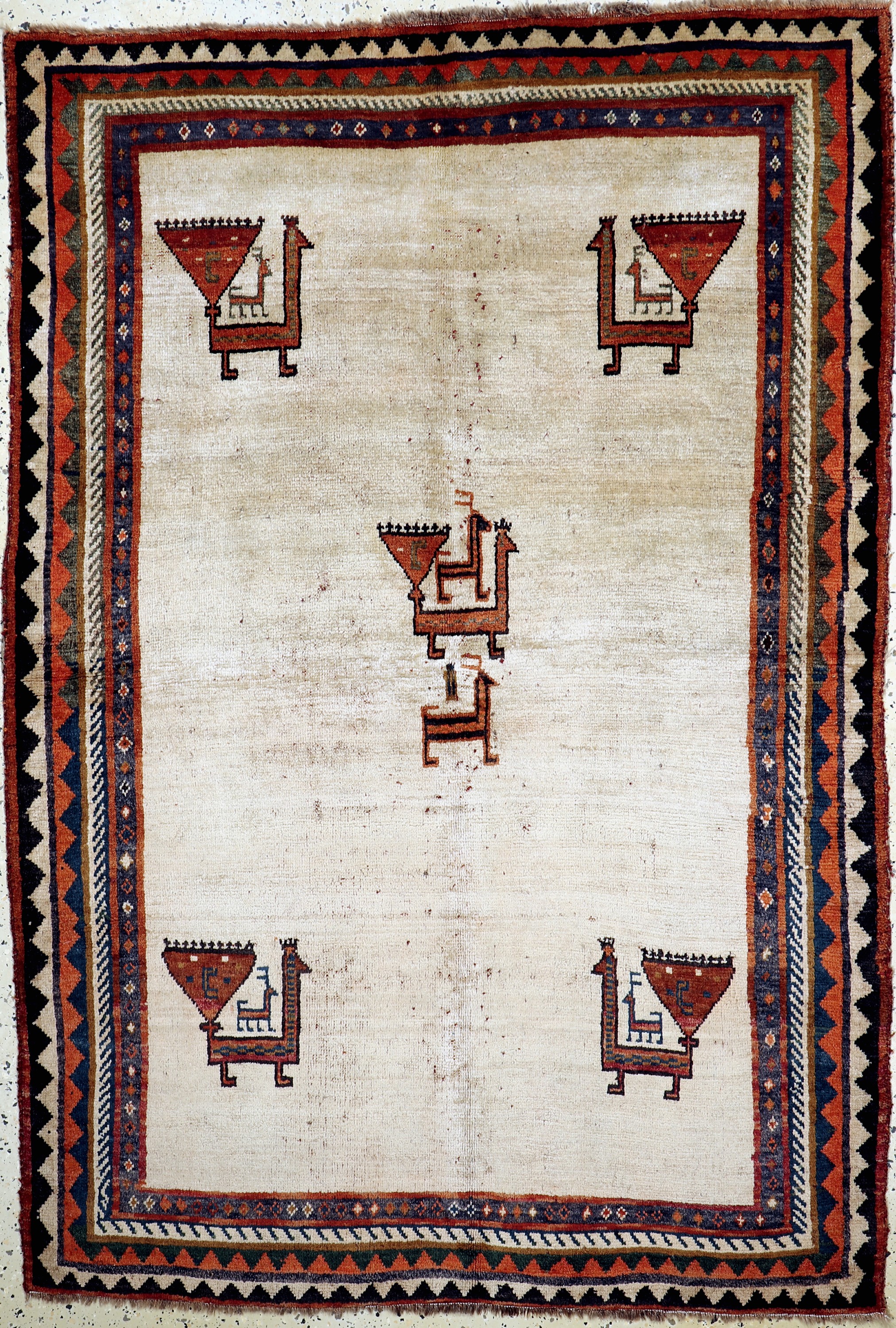 Gabbeh alt, Persien, Anfang 20.Jhd, Wolle auf Wolle, ca. 195 x 135 cm, EHZ: 2-3