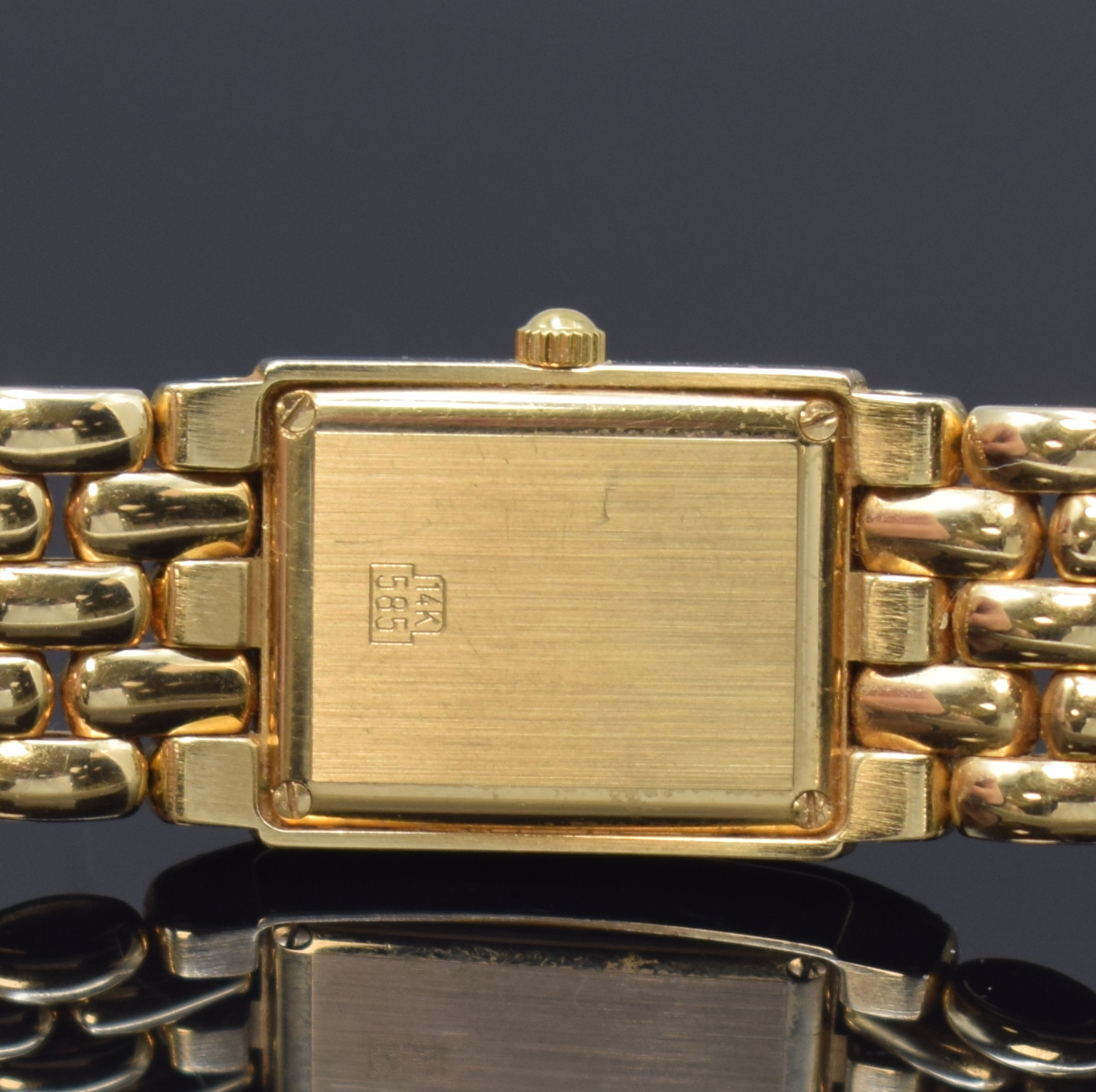 Detail d: SAINT MAURICE Damenarmbanduhr in GG 585/000 mit Diamanten, Schweiz um 2000, quarz, Boden 4-fach verschr., Geh. auf. m. Diamanten bes., weißes ...