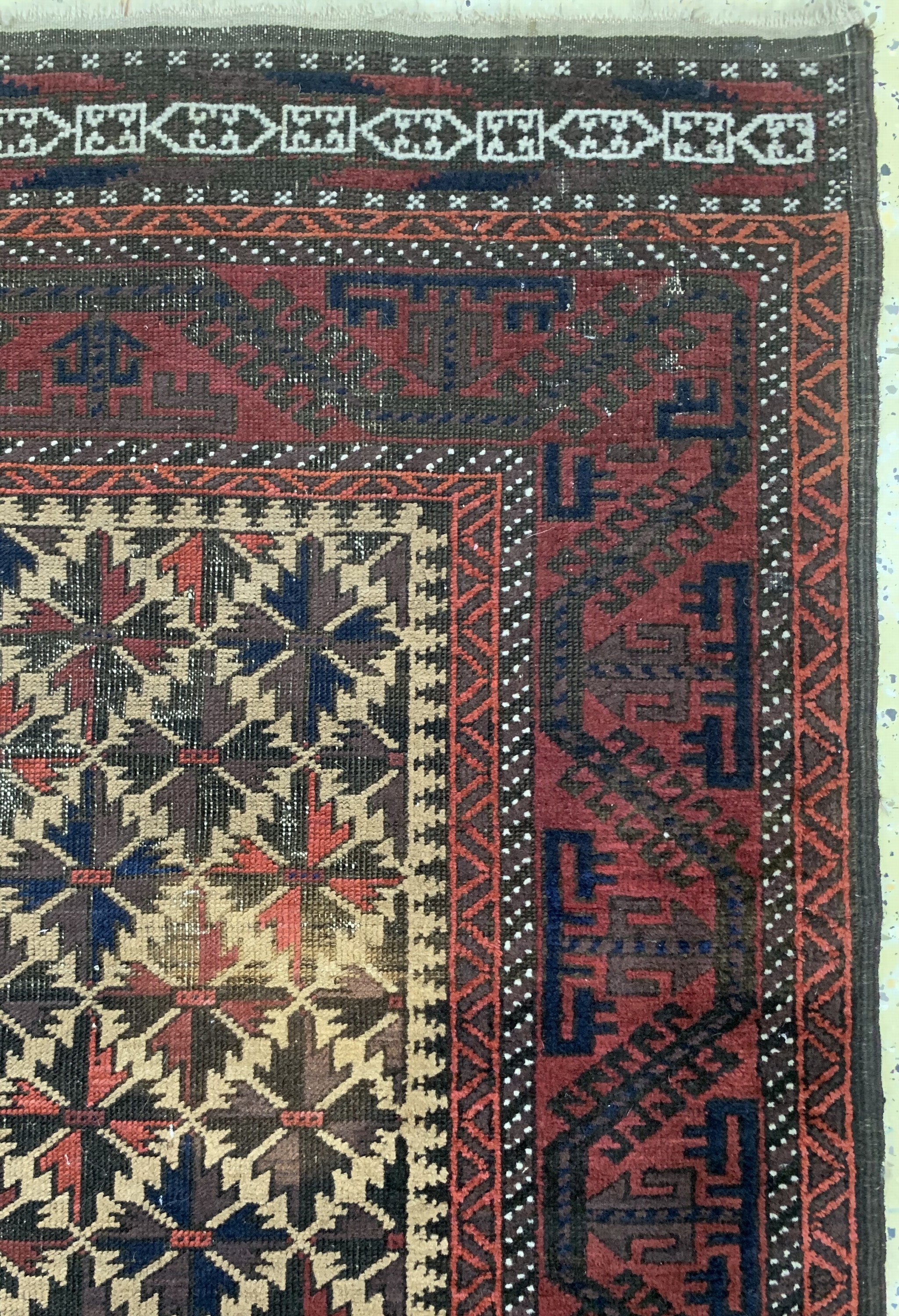 Detail d: Belutsch antik, Persien, 19.Jhd, Wolle auf Wolle, ca. 190 x 105 cm, EHZ: 3-4