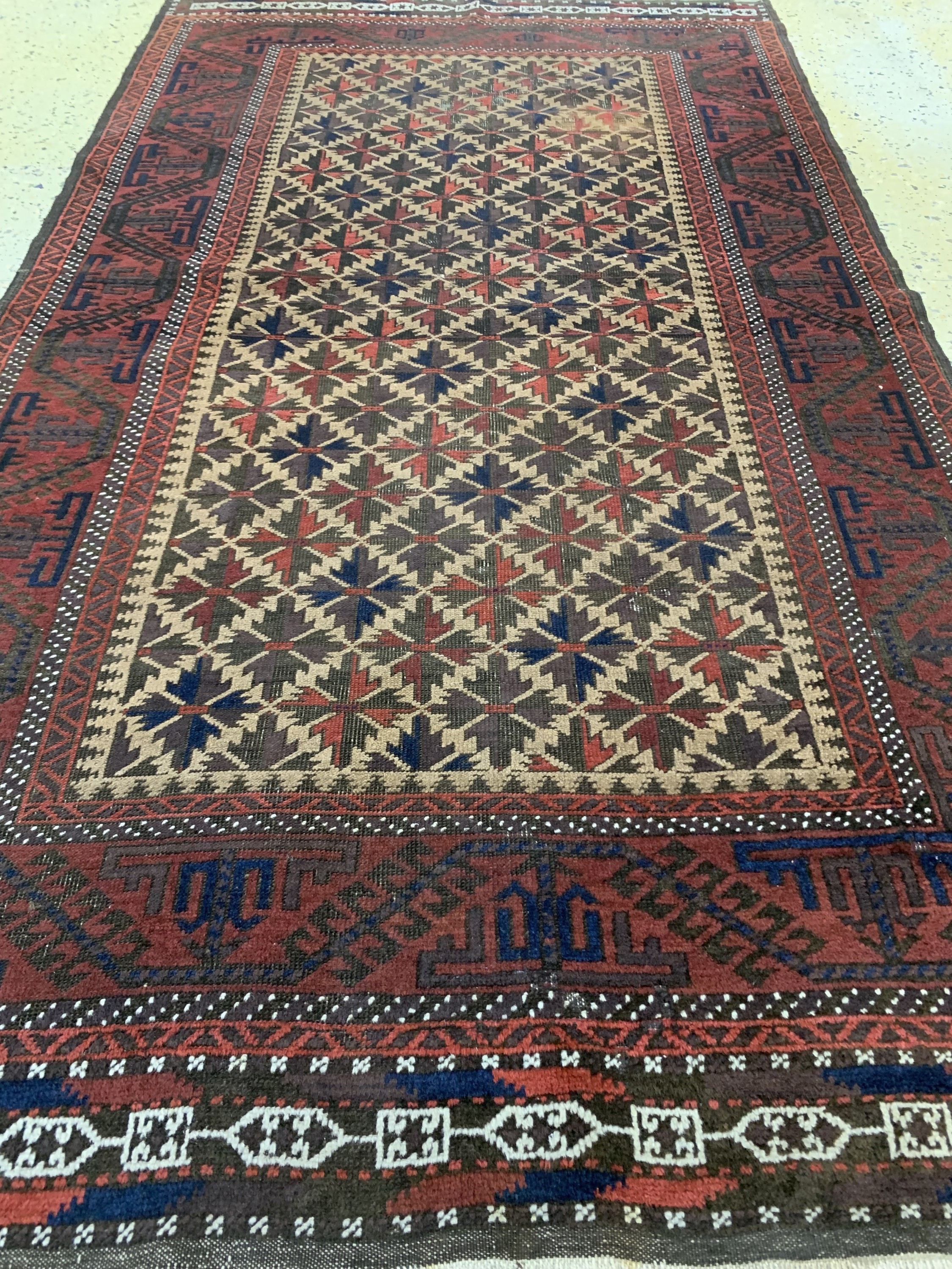 Detail e: Belutsch antik, Persien, 19.Jhd, Wolle auf Wolle, ca. 190 x 105 cm, EHZ: 3-4