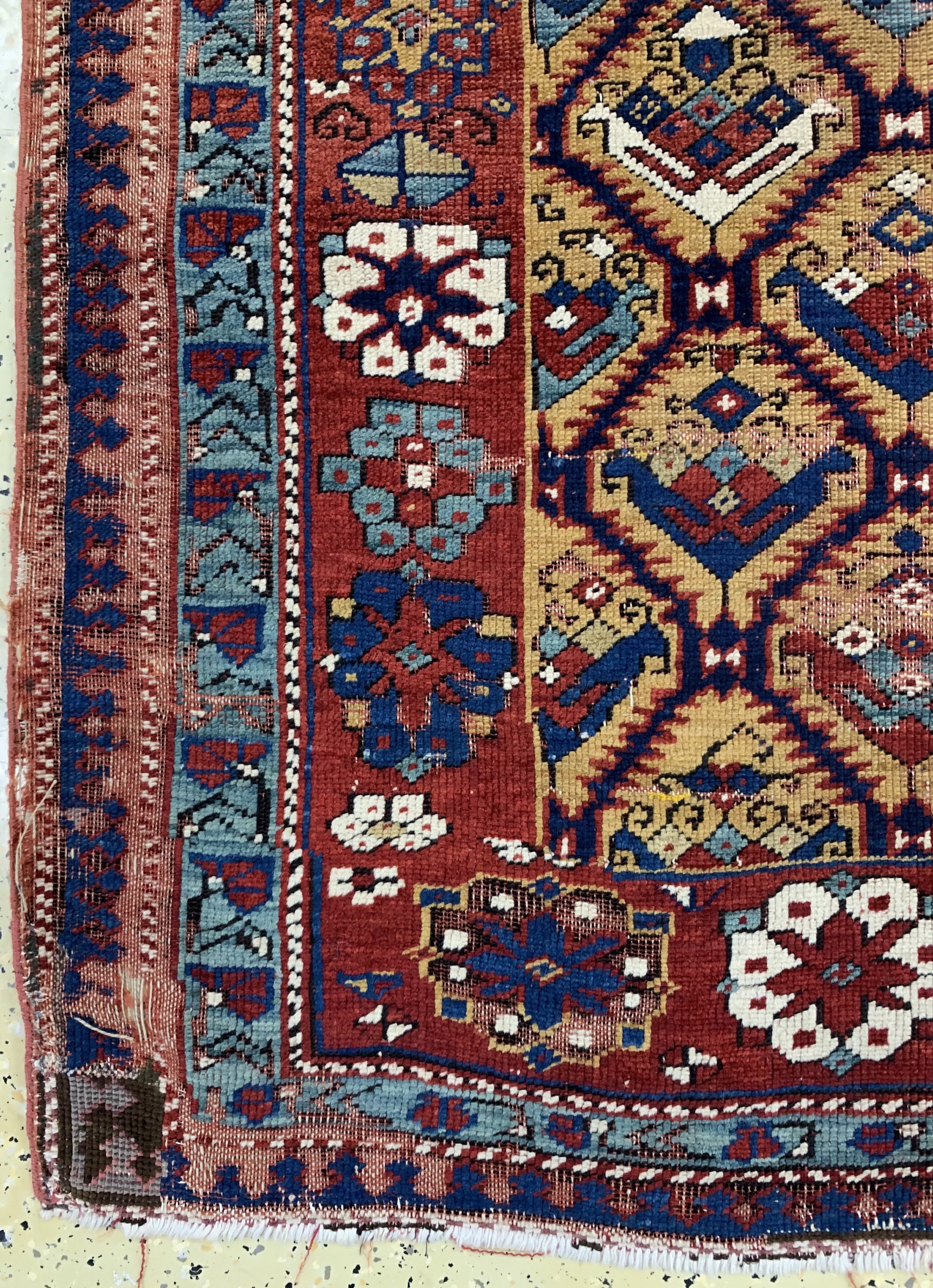 Detail b: Antiker Kazak, Kaukasus, 19.Jhd, Wolle auf Wolle, ca. 255 x 110 cm, EHZ: 4