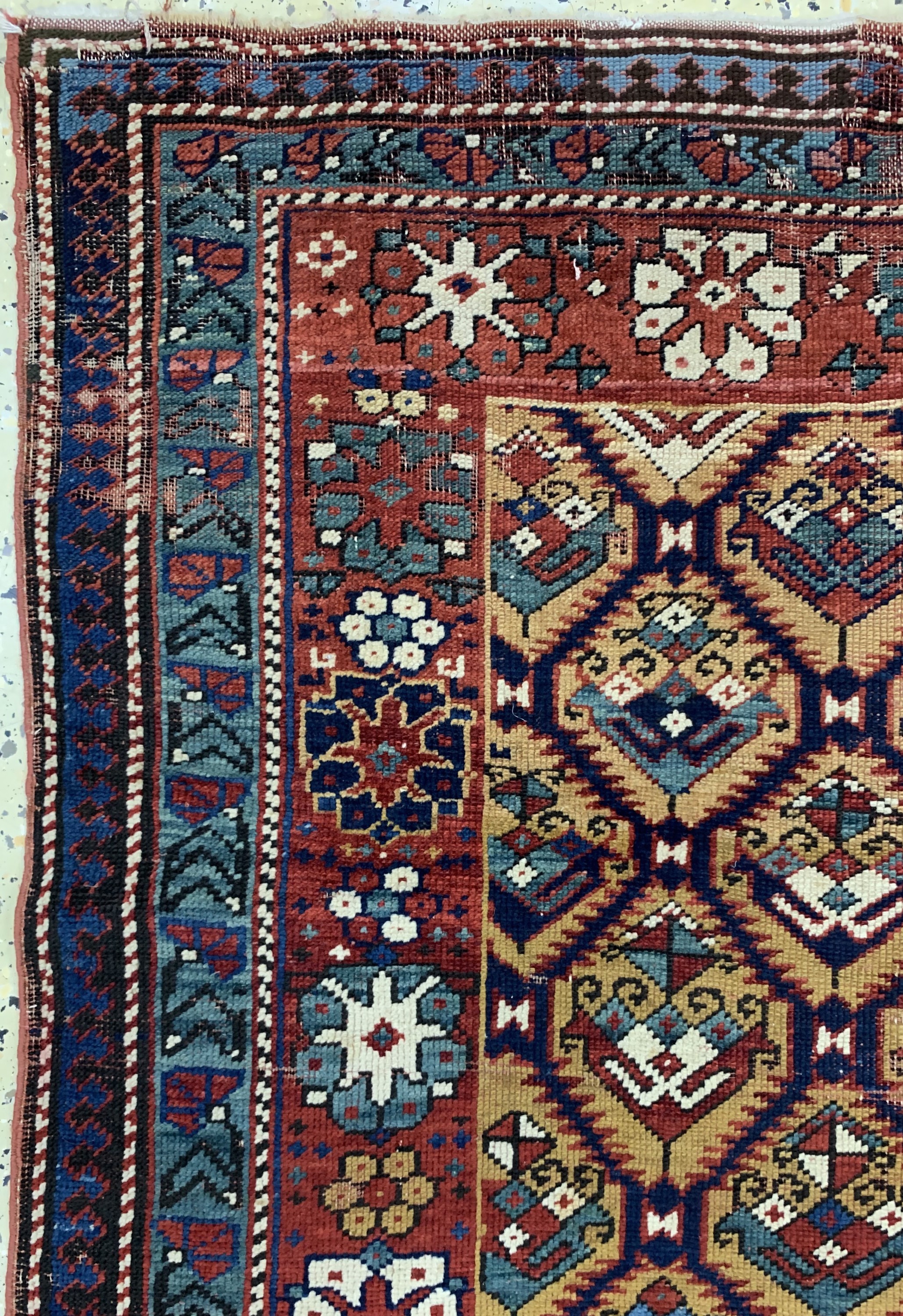 Detail d: Antiker Kazak, Kaukasus, 19.Jhd, Wolle auf Wolle, ca. 255 x 110 cm, EHZ: 4