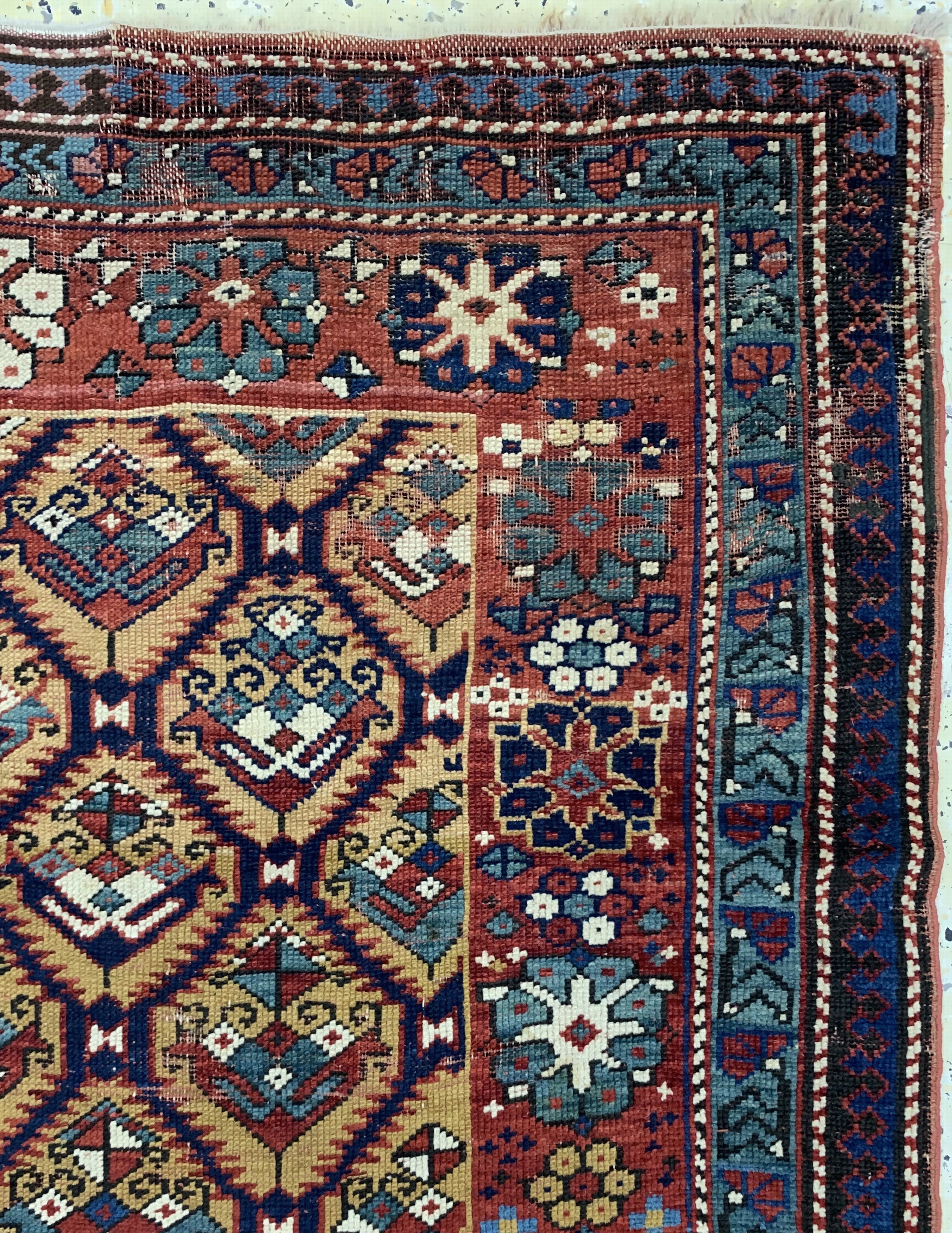 Detail e: Antiker Kazak, Kaukasus, 19.Jhd, Wolle auf Wolle, ca. 255 x 110 cm, EHZ: 4