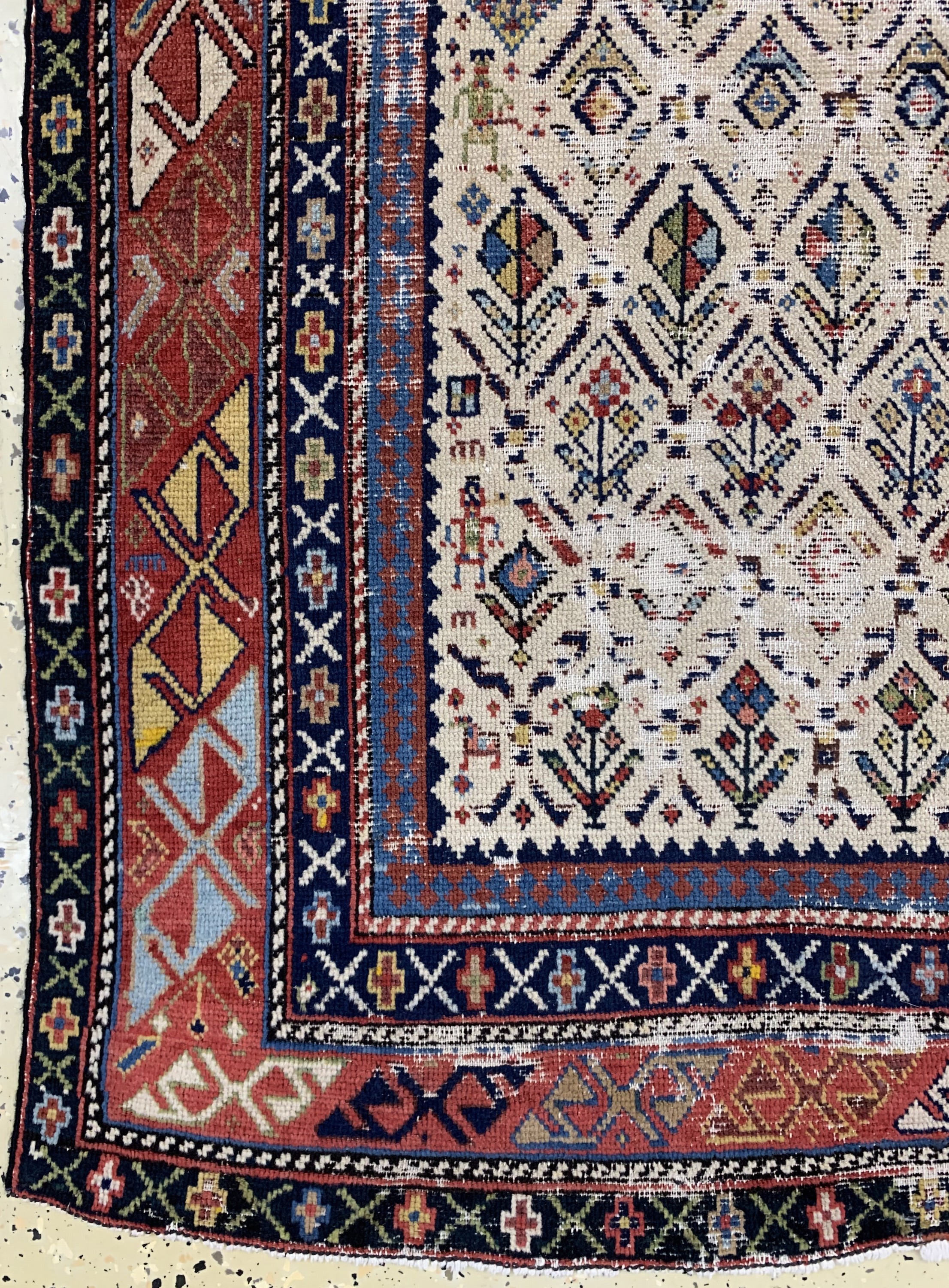 Detail b: Schirwan"Gebetsteppich"antik, Kaukasus, 19.Jhd, Wolle auf Wolle, ca. 153 x 92 cm, EHZ:4