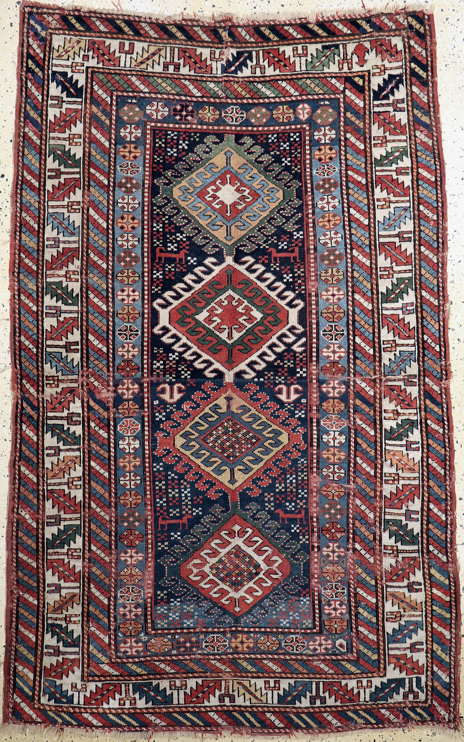 Antiker Kazak, Kaukasus, 19.Jhd, Wolle auf Wolle, ca. 210 x 135 cm, EHZ: 4