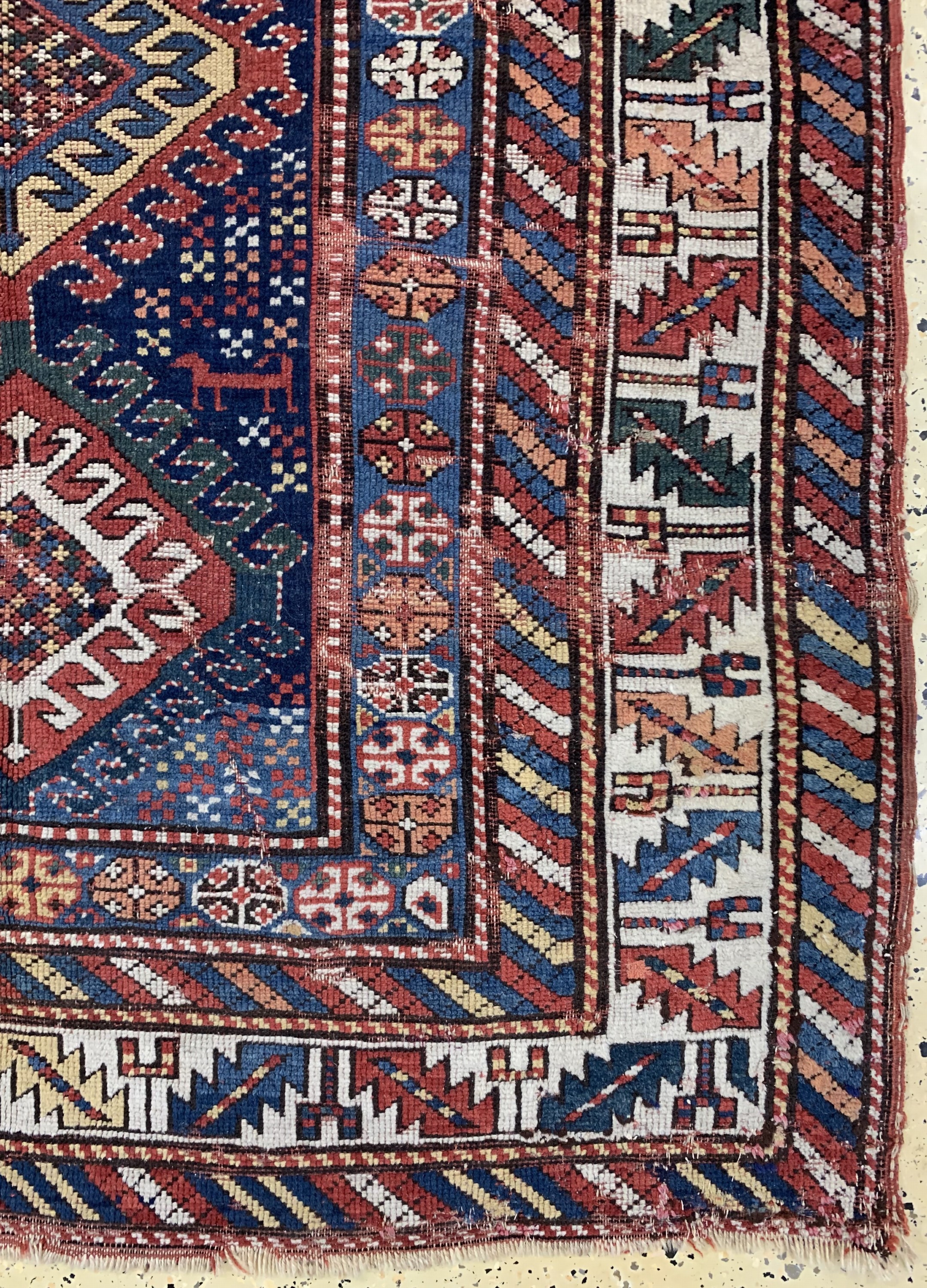Detail a: Antiker Kazak, Kaukasus, 19.Jhd, Wolle auf Wolle, ca. 210 x 135 cm, EHZ: 4