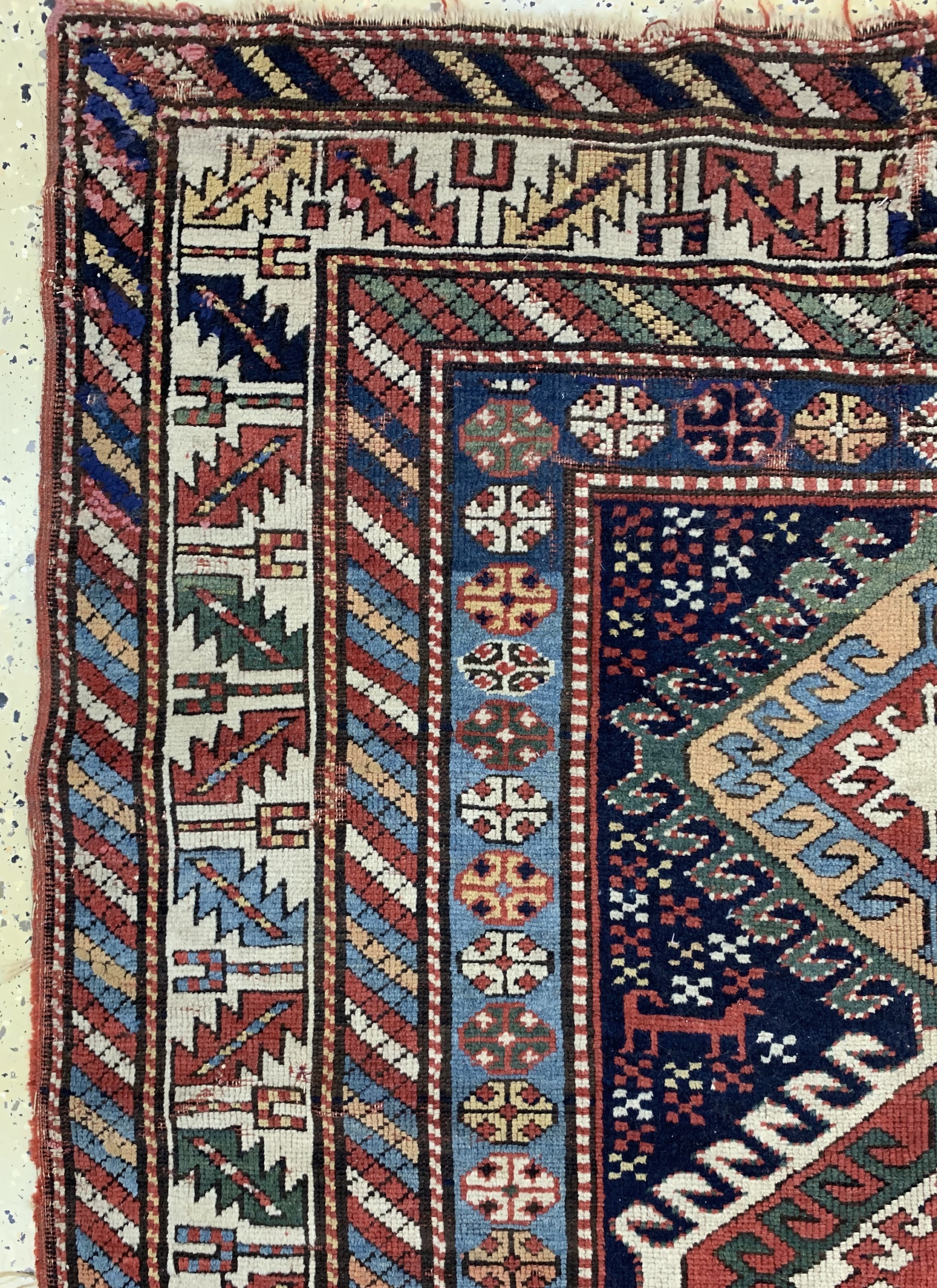 Detail d: Antiker Kazak, Kaukasus, 19.Jhd, Wolle auf Wolle, ca. 210 x 135 cm, EHZ: 4
