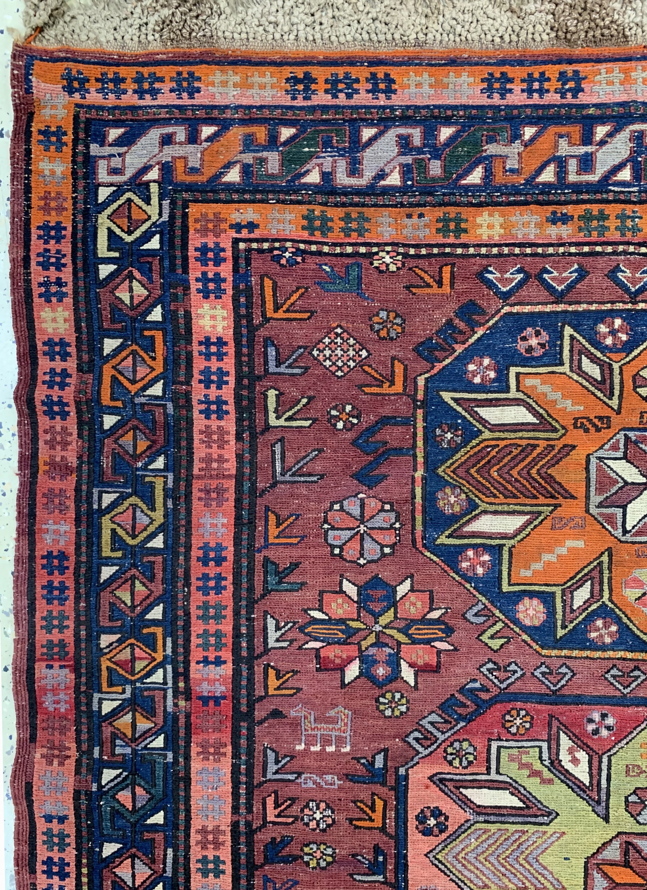 Detail d: Sumakh alt, Kaukasus, Anfang 20.Jhd, Wolle auf Wolle, ca. 204 x 125 cm, EHZ: 2-3