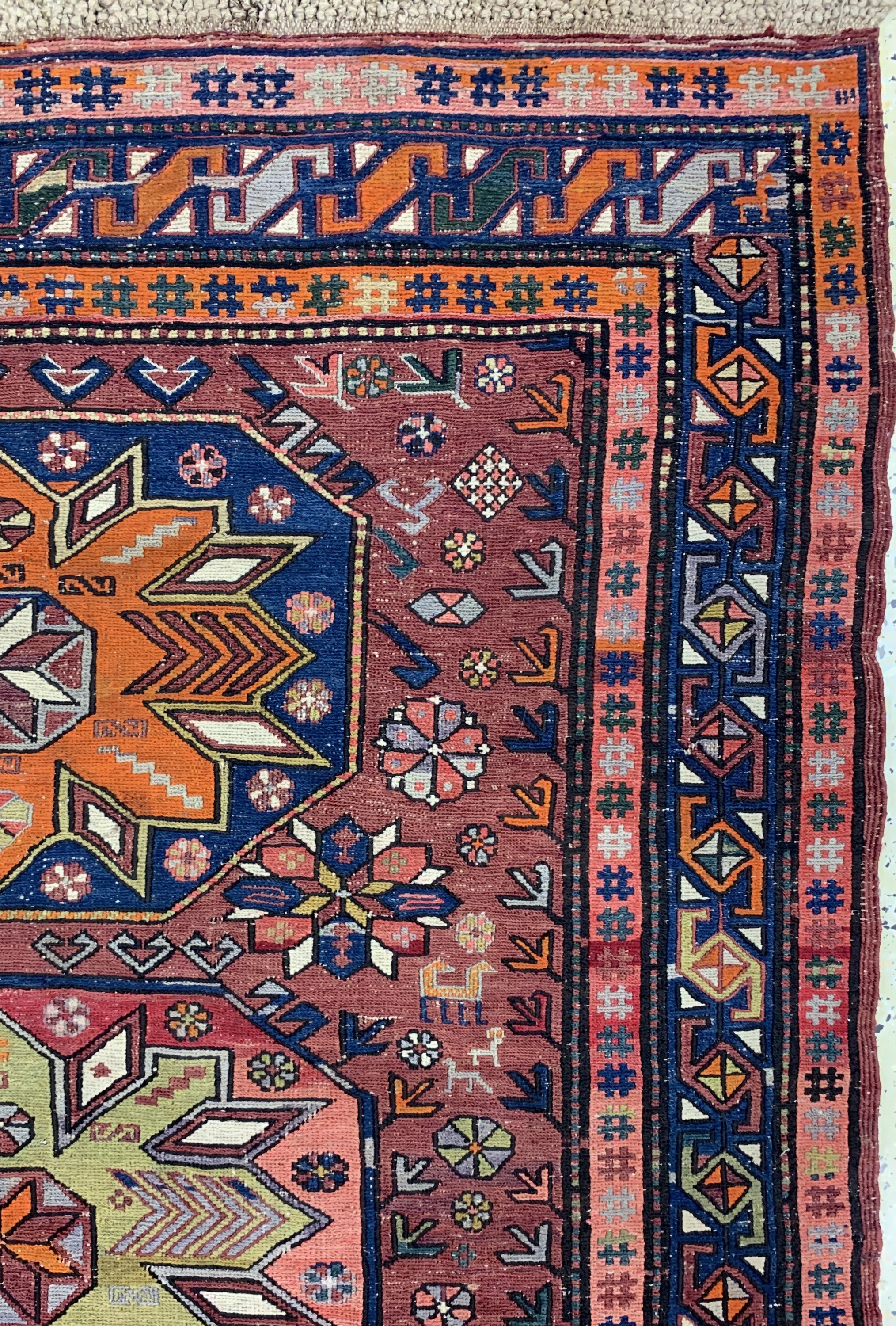 Detail e: Sumakh alt, Kaukasus, Anfang 20.Jhd, Wolle auf Wolle, ca. 204 x 125 cm, EHZ: 2-3