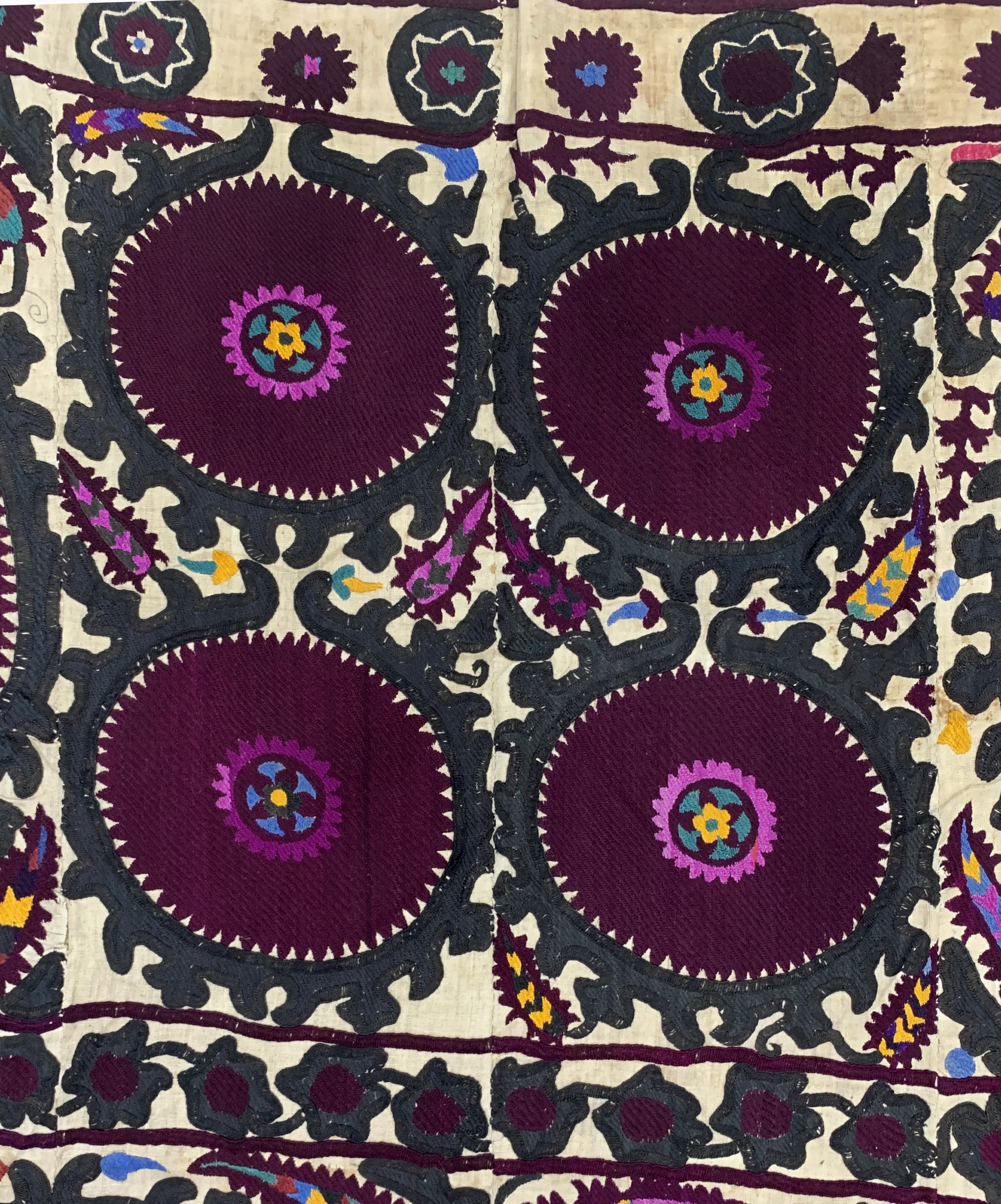 Detail f: Taschkent"Susani", Uzbekistan, um 1900, Seide-Baumwolle Stickerei, ca. 430 x 220 cm, (aus 6 Bahnen), EHZ: 3