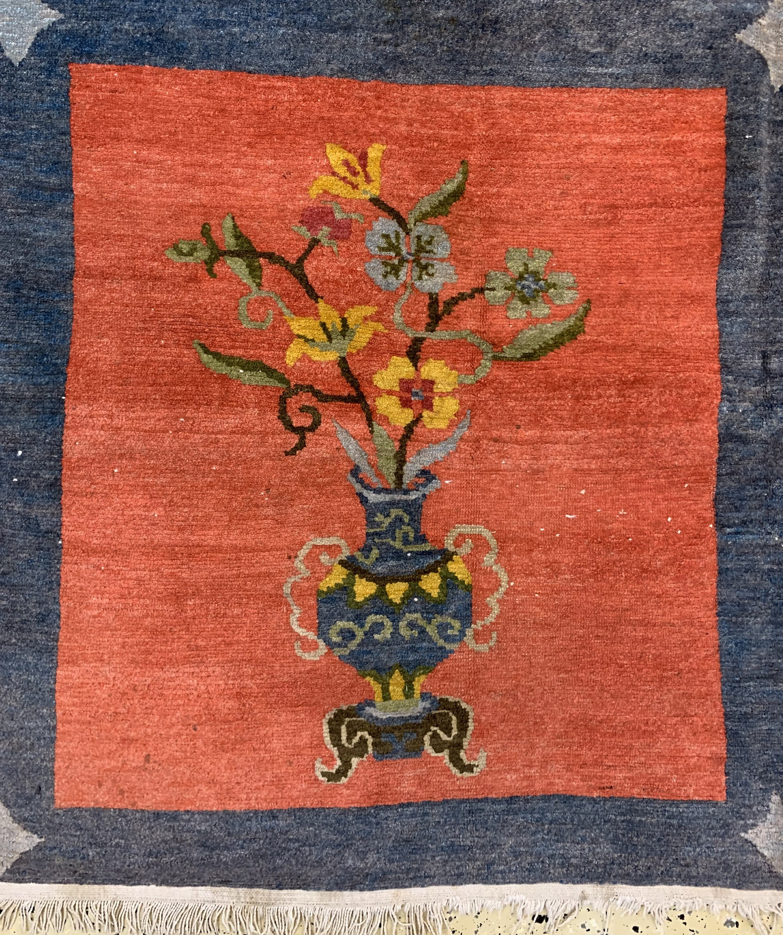 Detail b: Mongolischer Teppich, "Engsi Muster", Mitte20.Jhd, Wolle auf Baumwolle, ca. 285 x 212 cm,EHZ: 2-3