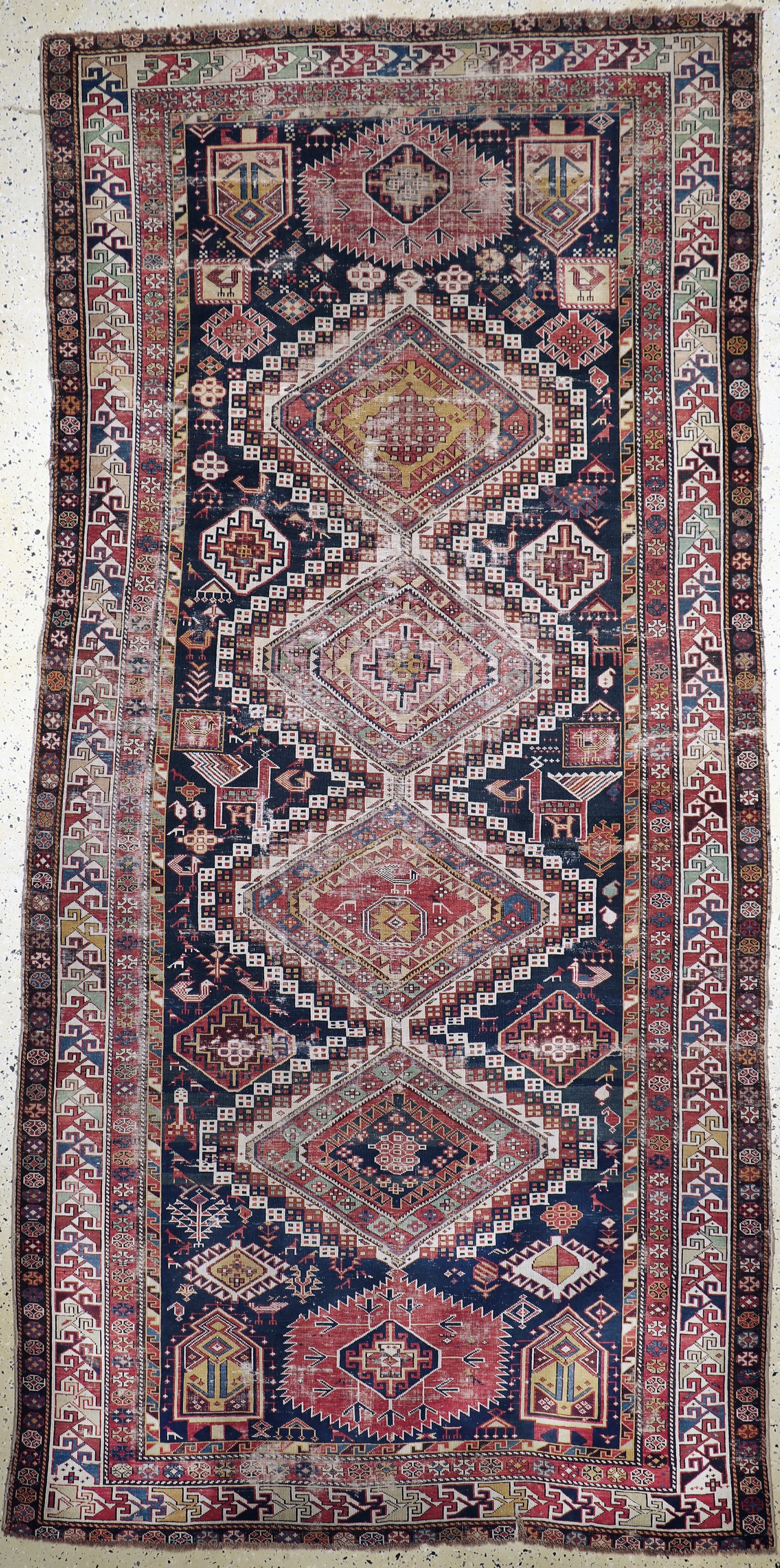 Schirwan"Schemakhy"antik, Kaukasus, 19.Jhd,Wolle auf Wolle, ca. 330 x 165 cm, EHZ: 4