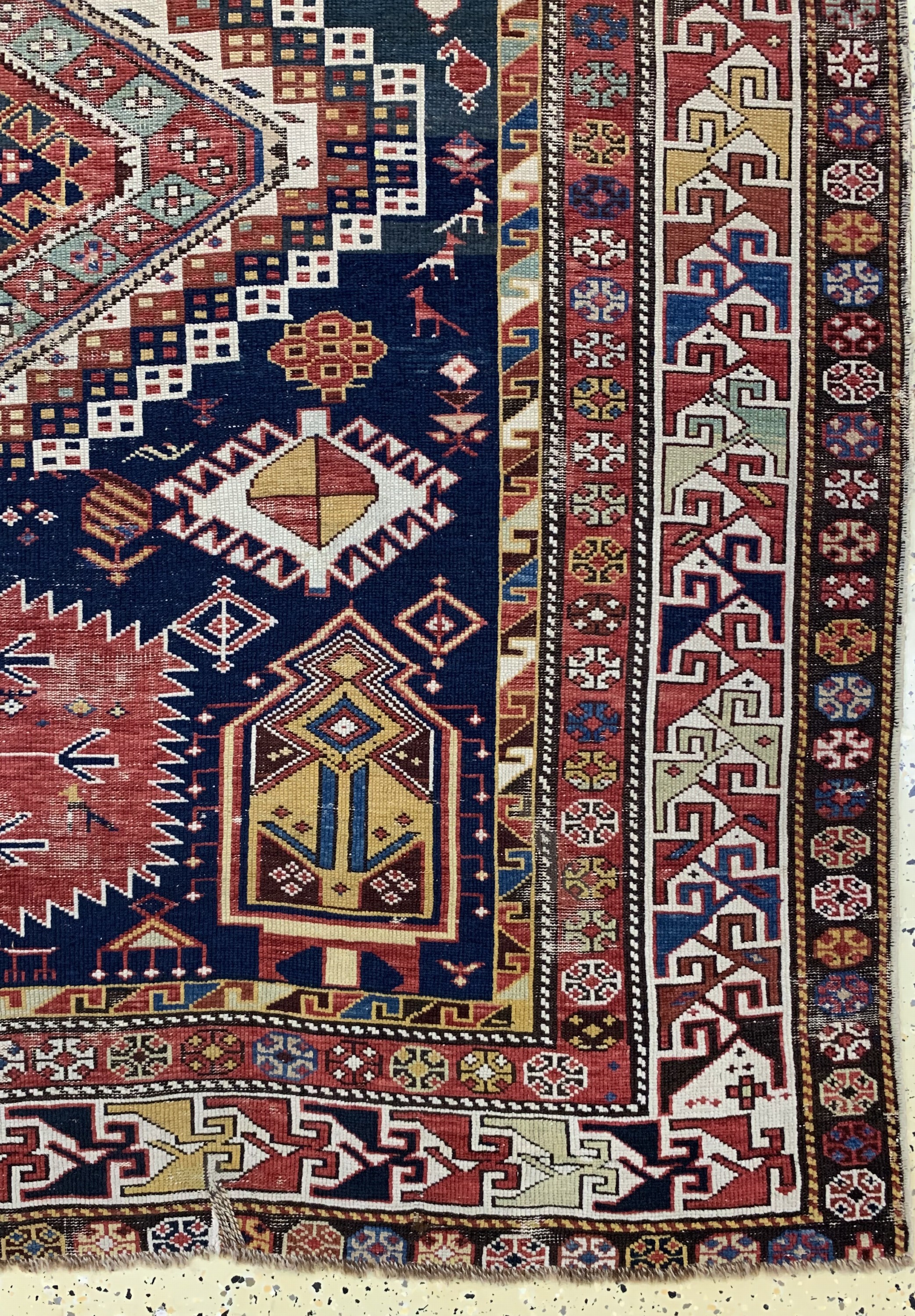 Detail a: Schirwan"Schemakhy"antik, Kaukasus, 19.Jhd,Wolle auf Wolle, ca. 330 x 165 cm, EHZ: 4