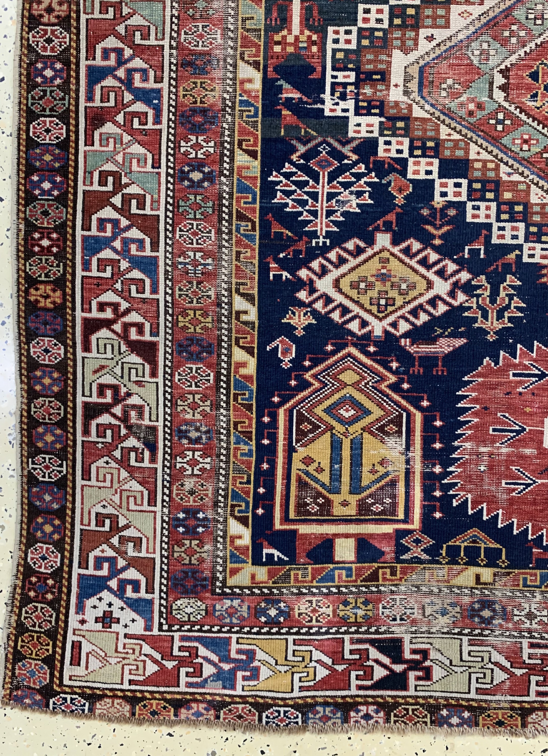 Detail b: Schirwan"Schemakhy"antik, Kaukasus, 19.Jhd,Wolle auf Wolle, ca. 330 x 165 cm, EHZ: 4
