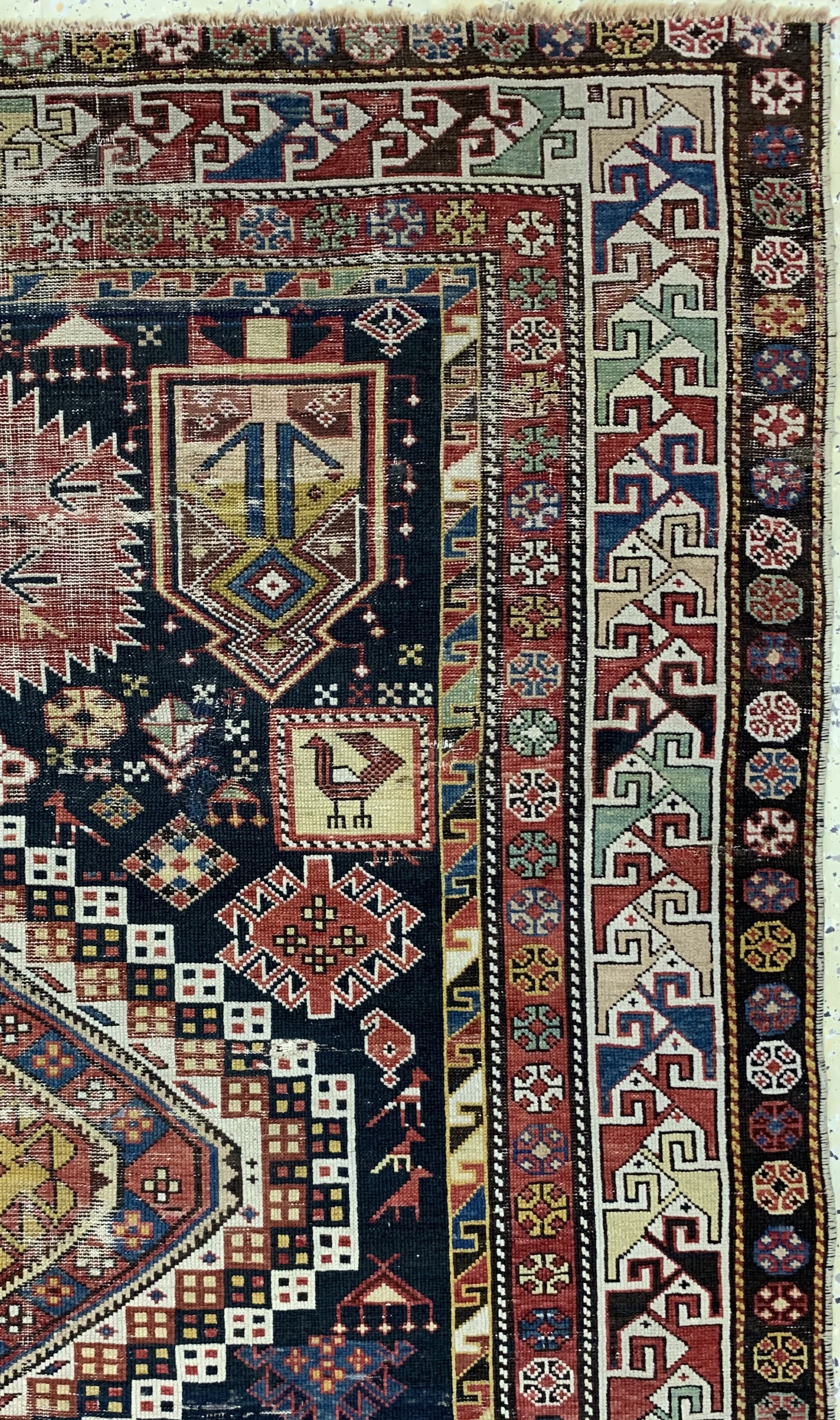 Detail e: Schirwan"Schemakhy"antik, Kaukasus, 19.Jhd,Wolle auf Wolle, ca. 330 x 165 cm, EHZ: 4