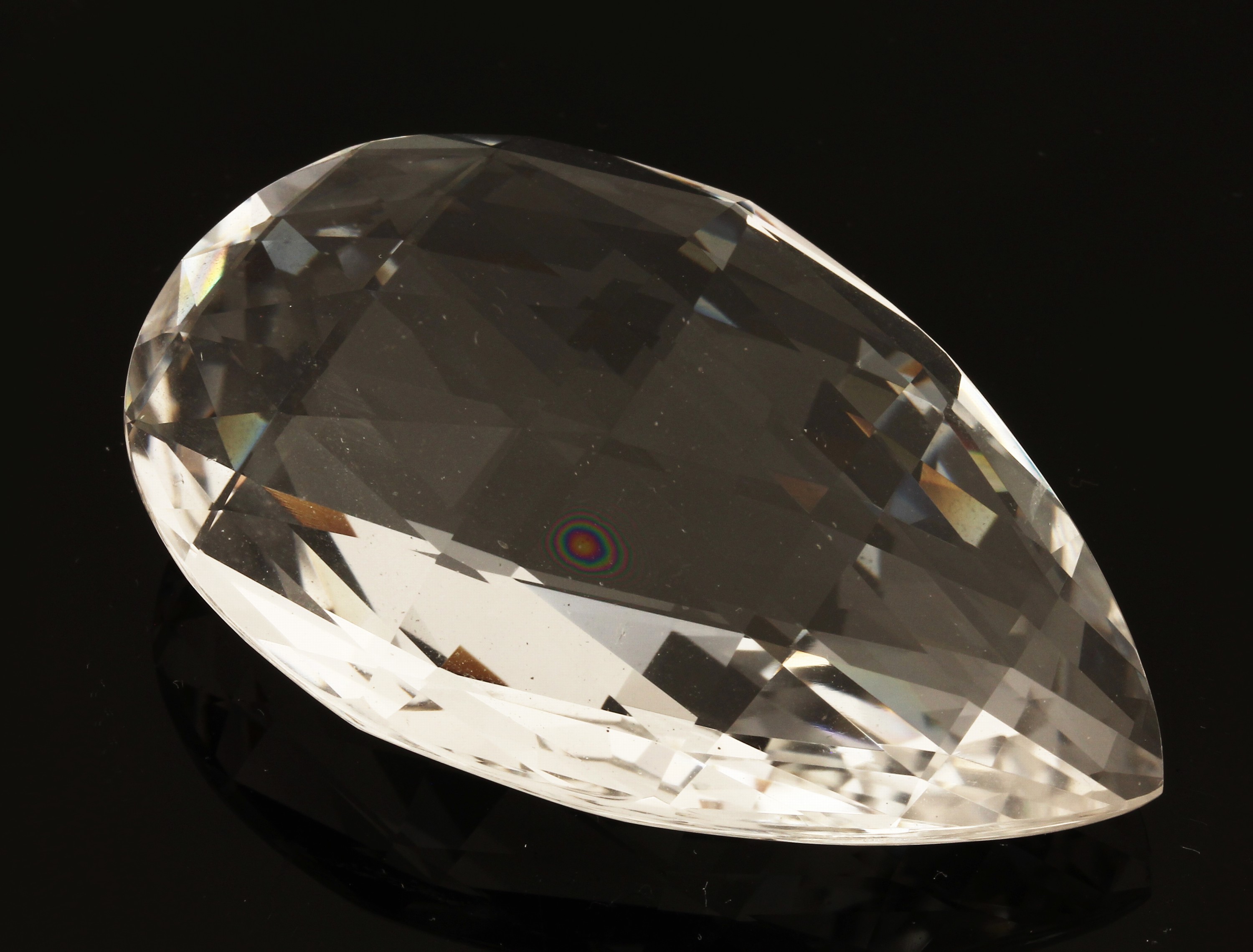 Große facett. Bergkristallpampel, feinste Qualität und Reinheit, ca. 58 x 38 mm, ca. 37 g, ca. 185 ct, Schmuck- und Sammlerstein, Unikat, ...