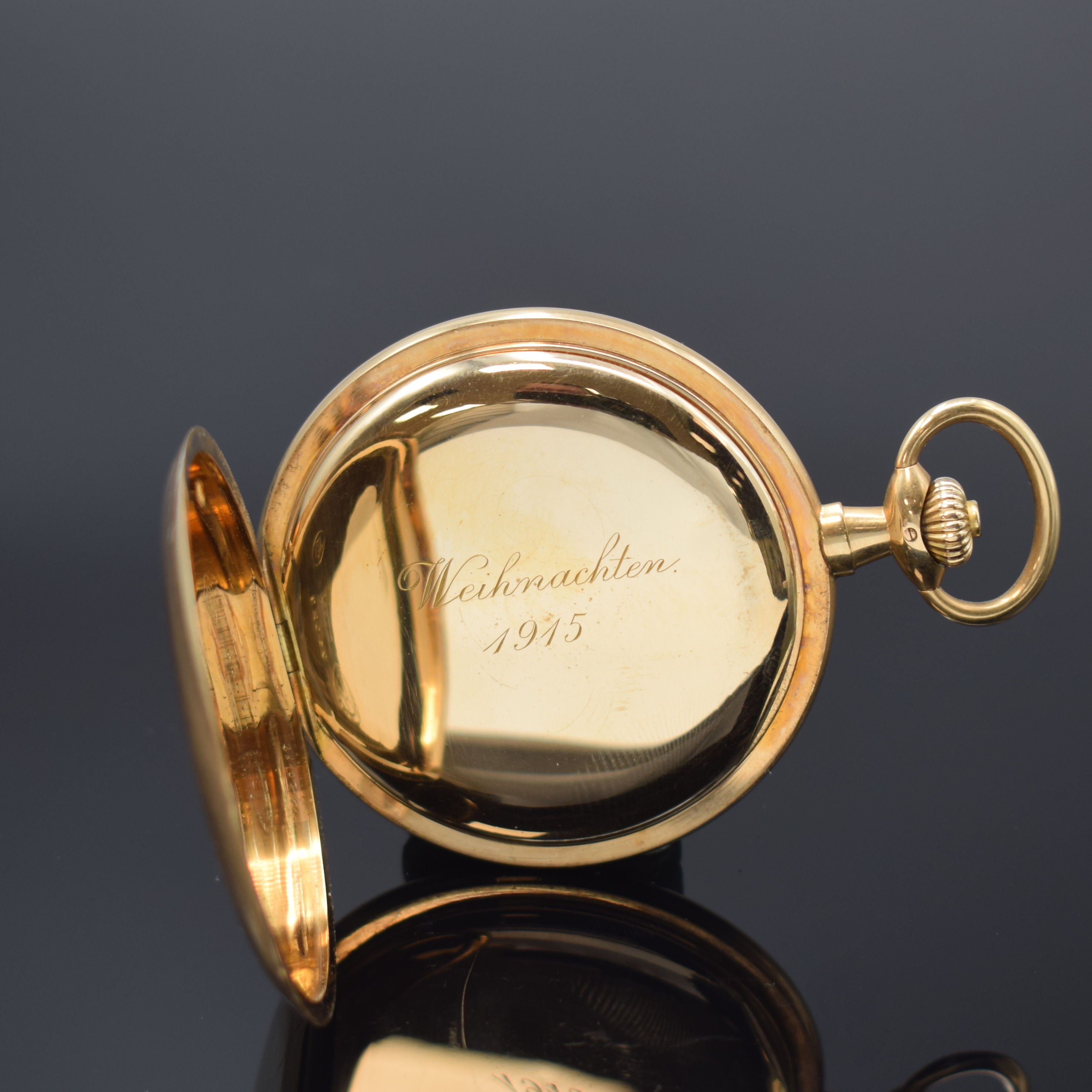 Detail e: A. LANGE & SÖHNE Deutsche Uhrenfabrikation Herrensavonette in RoseG 585/000, Deutschland um 1915, glattes 3-Deckel Lucia Goldgeh. l. dell., ...