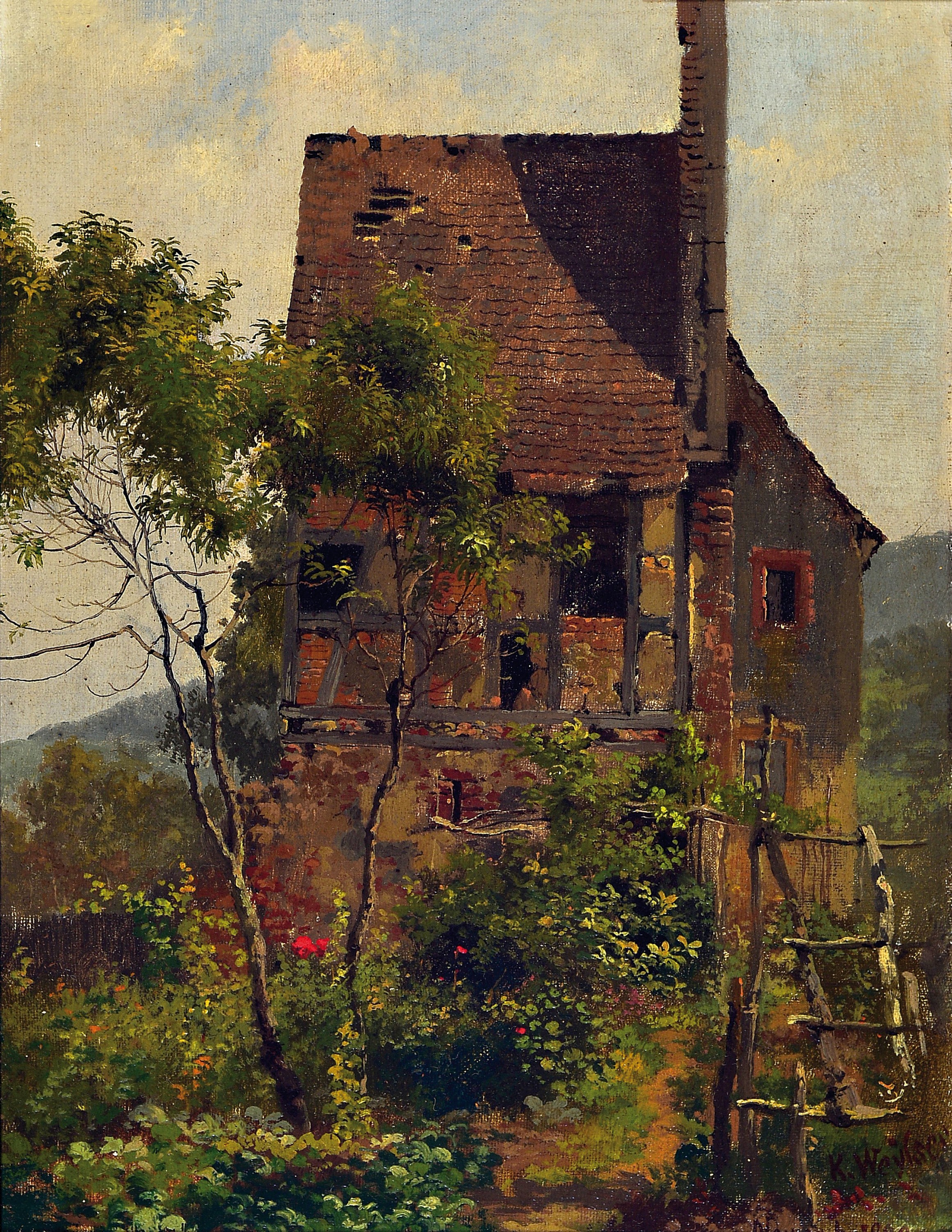 Karl Weysser, 1833 Durlach-1904 Heidelberg, Das Lutherhaus in Neuenheim, das Motiv findet sich im Oeuvre Weysser in verschiedenen Versionen und ...