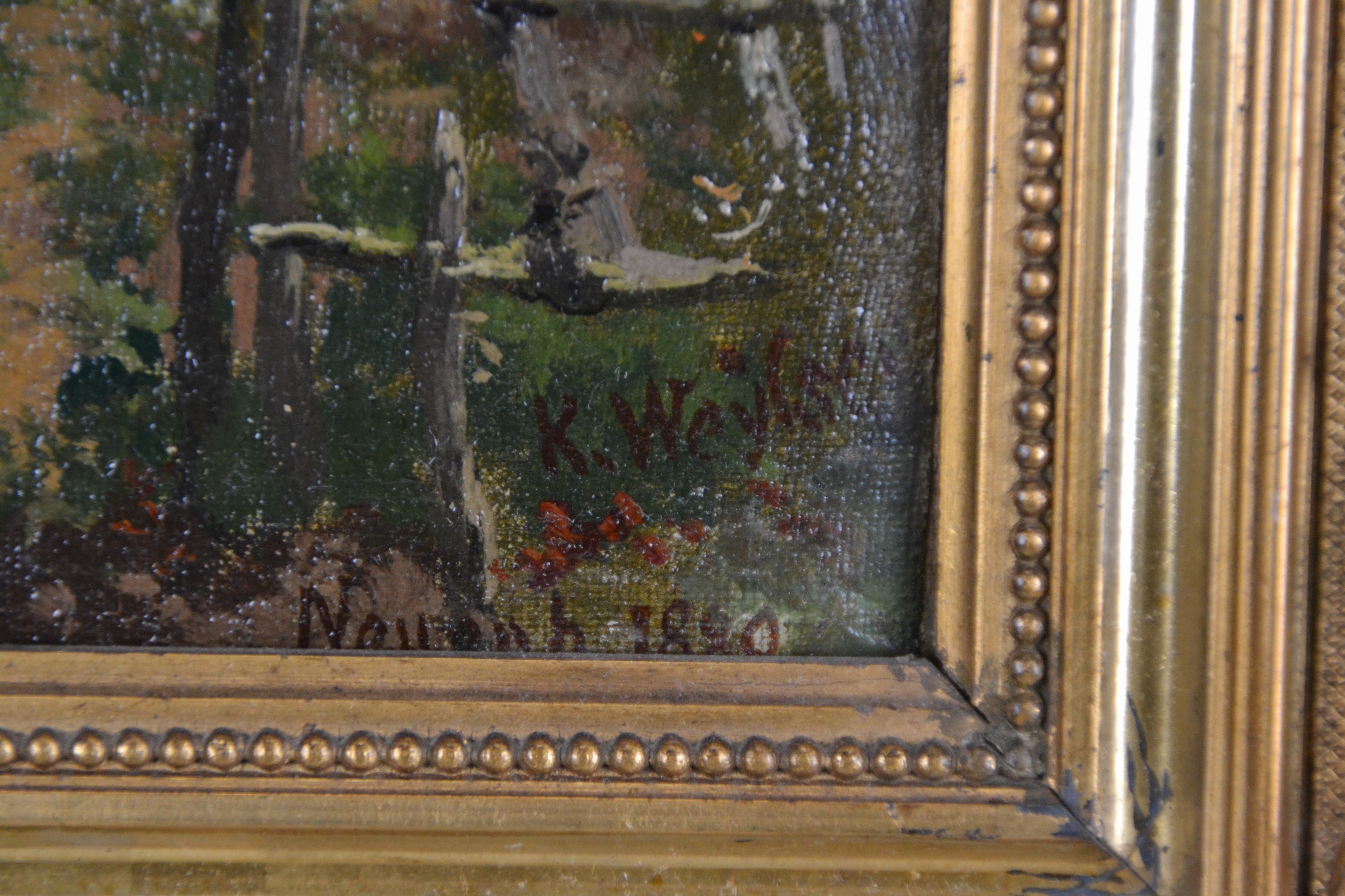 Detail k: Karl Weysser, 1833 Durlach-1904 Heidelberg, Das Lutherhaus in Neuenheim, das Motiv findet sich im Oeuvre Weysser in verschiedenen Versionen und ...