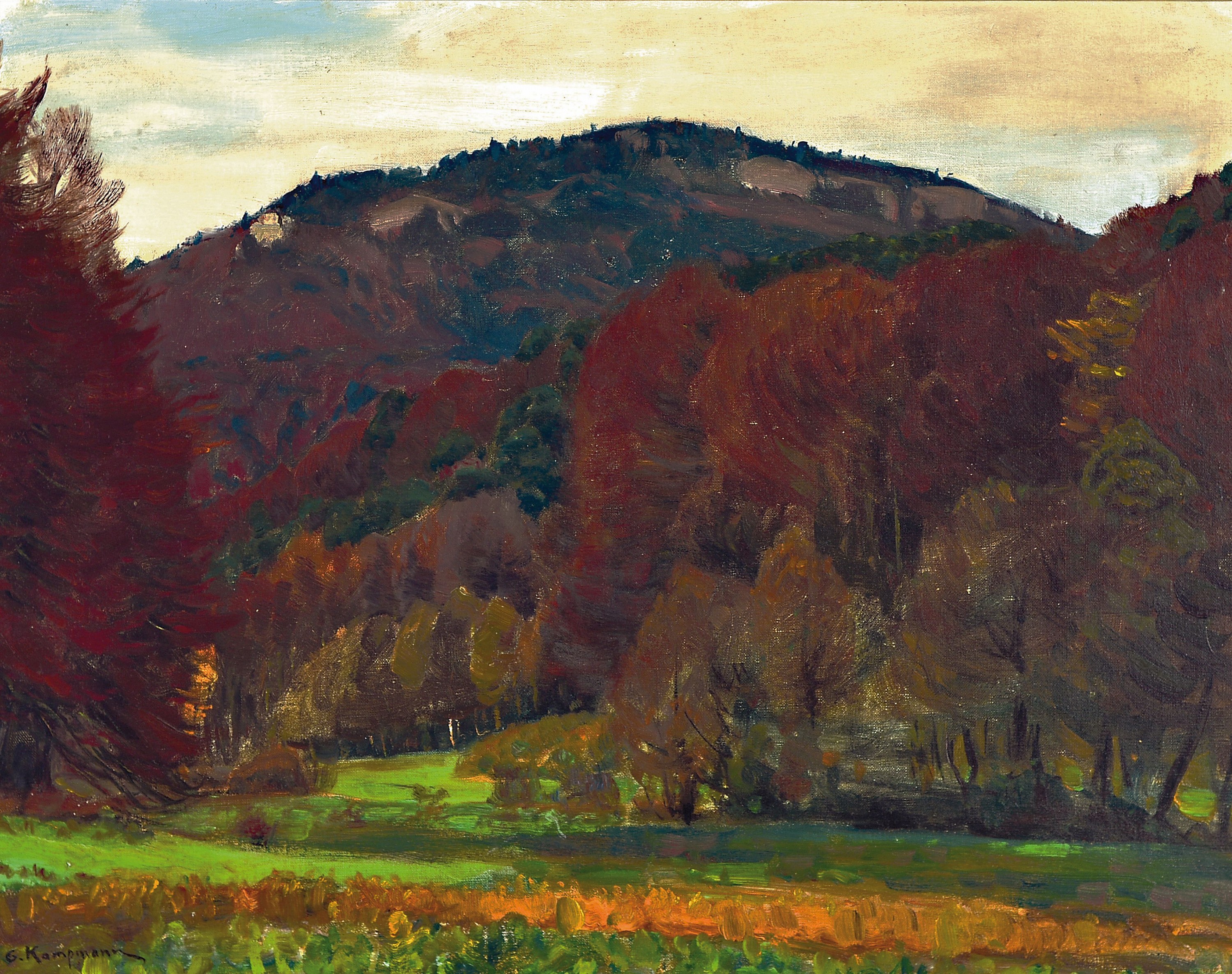 Gustav Kampmann, 1859 Boppard-1917 Bad Godesberg, Battert- Blick ins Waldseetal bei Baden-Baden, so rückseitig betitelt, Öl/ Malkarton, links unten ...