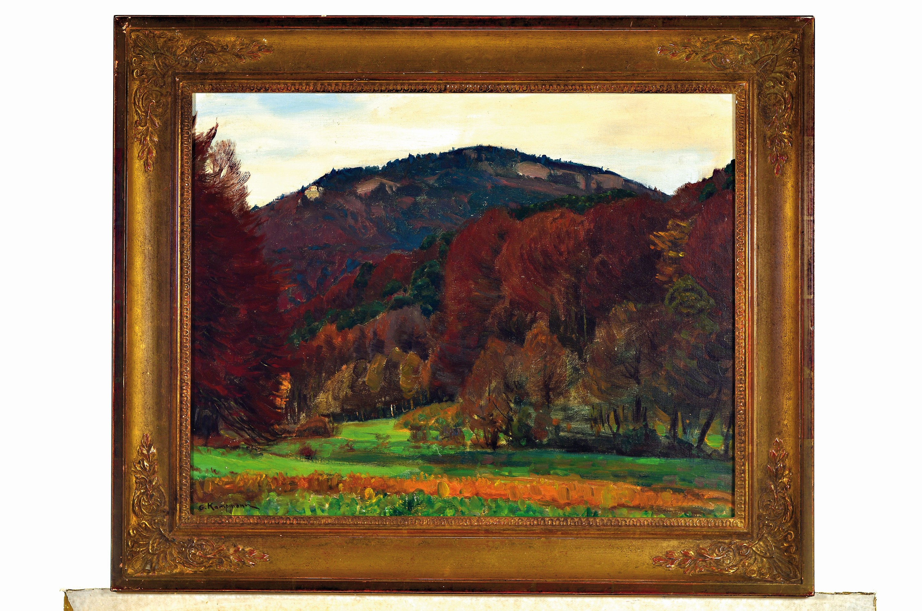 Detail k: Gustav Kampmann, 1859 Boppard-1917 Bad Godesberg, Battert- Blick ins Waldseetal bei Baden-Baden, so rückseitig betitelt, Öl/ Malkarton, links unten ...