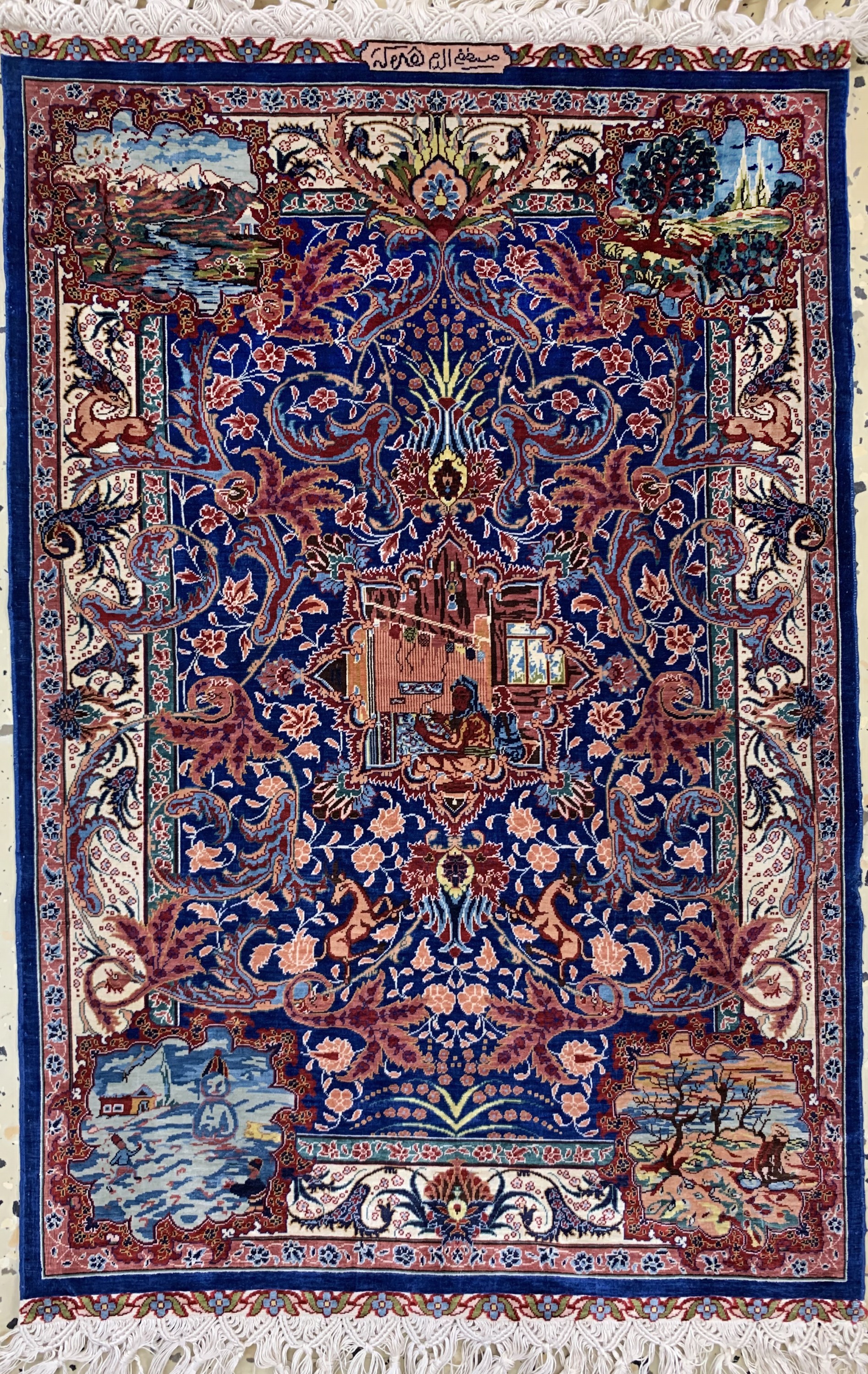 Hereke Seide fein(17x17), signiert, Türkei,Ende 20.Jhd, reine Naturseide, ca. 57 x 38 cm,ca. 2,9 Mio. Kn/qm, EHZ: 1