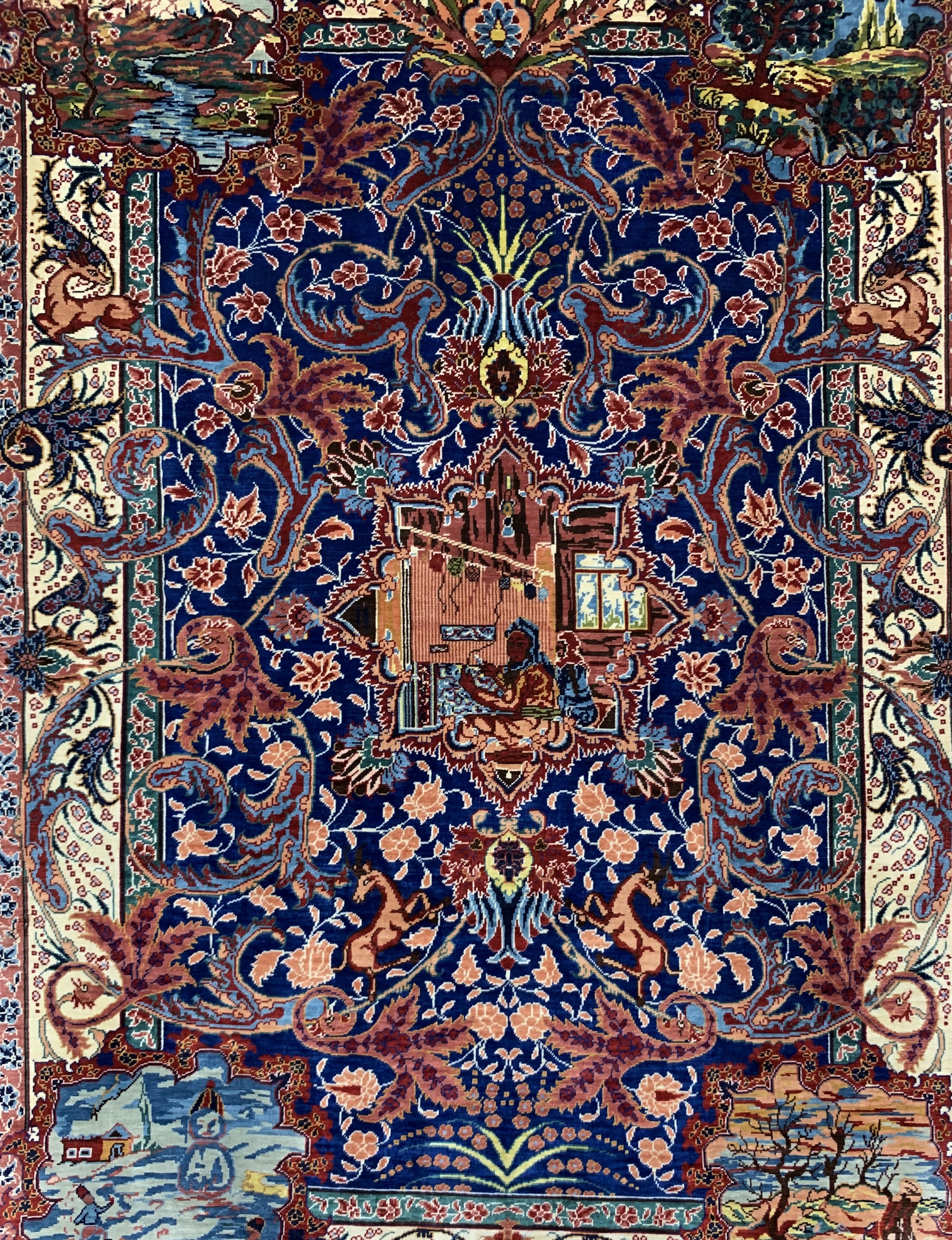 Detail a: Hereke Seide fein(17x17), signiert, Türkei,Ende 20.Jhd, reine Naturseide, ca. 57 x 38 cm,ca. 2,9 Mio. Kn/qm, EHZ: 1