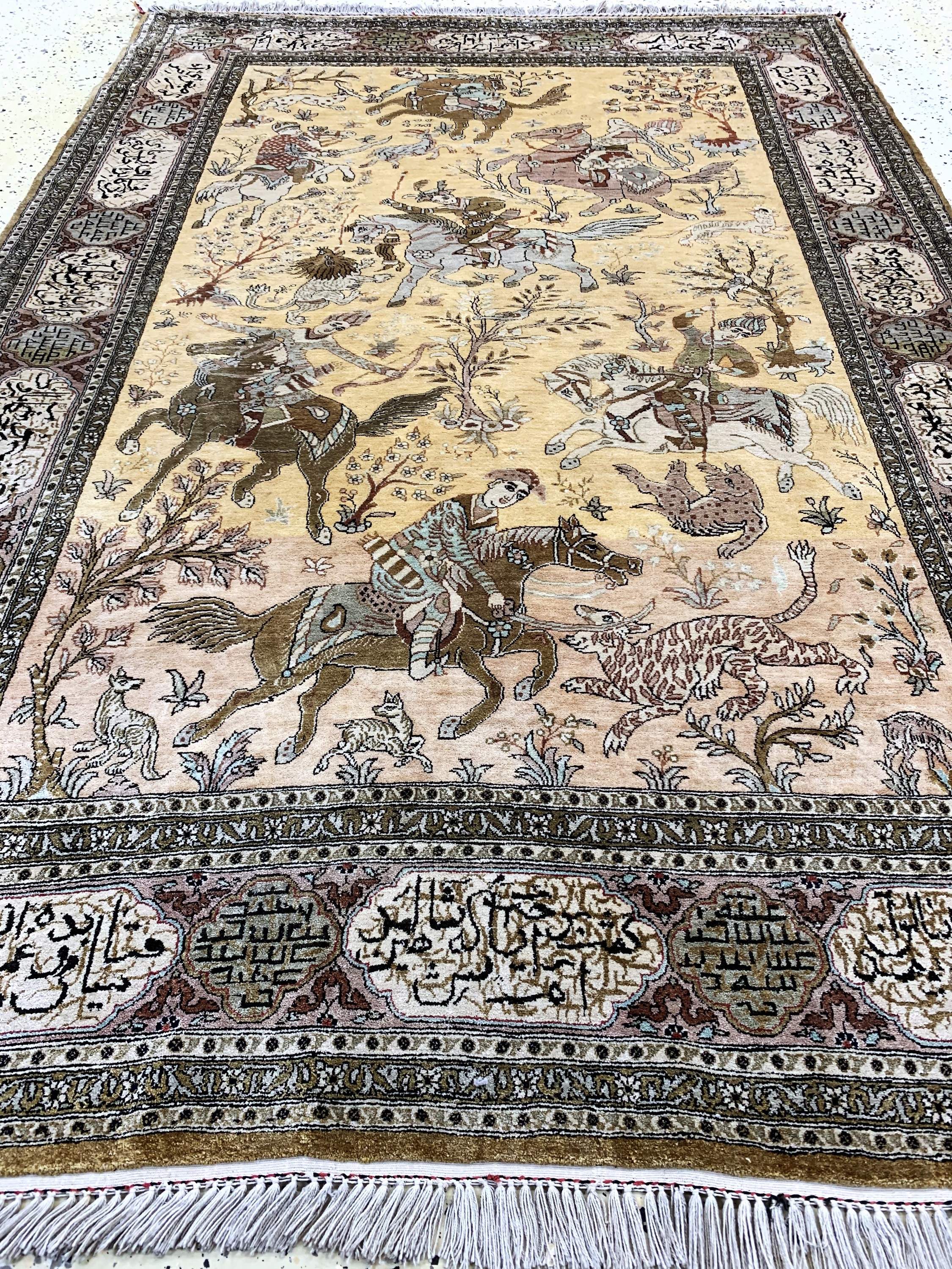 Detail f: Ghom Seide fein, Persien, Mitte 20.Jhd, reine Naturseide, ca. 205 x 137 cm, EHZ: 1-2