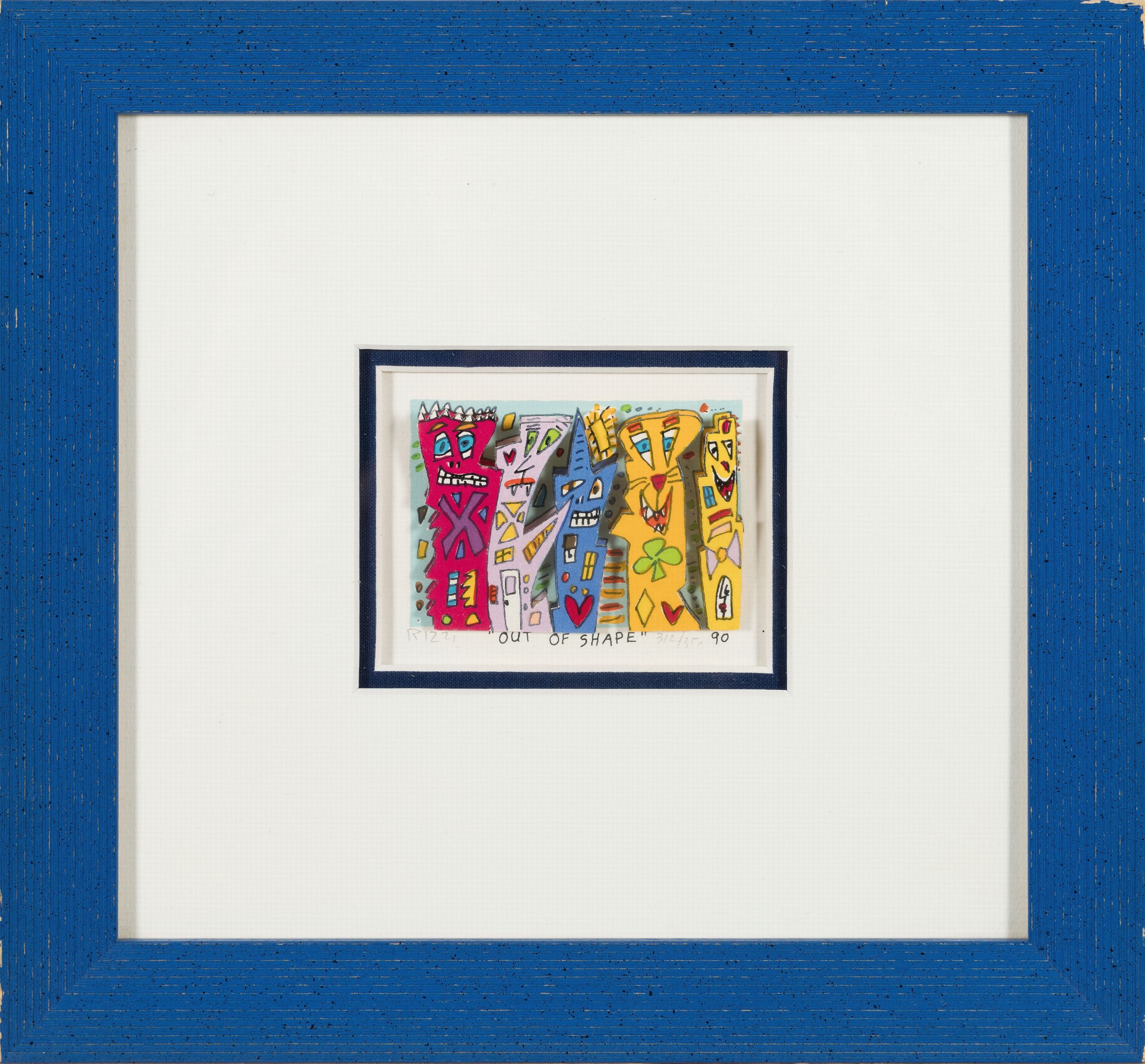 Detail k: James Rizzi, 1950-2011 New York, Out of shape, 3-dimensionale Farblithographie von 1990, handsign. und num. 312/350, ca. 5x7.5cm, PP, u.Gl., R. ...