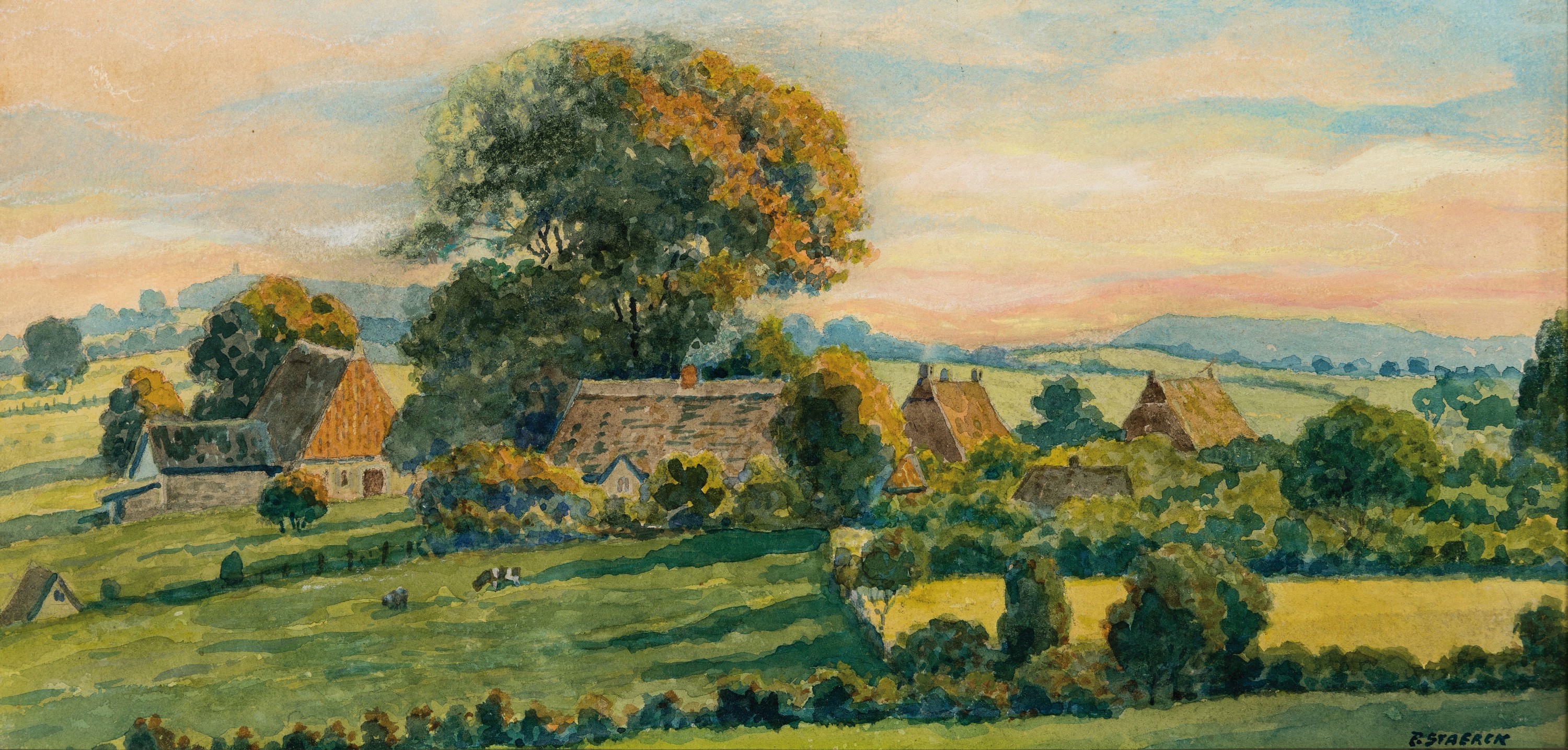Paul Staerck, geb. 1872 Nordhausen, Mitglied der Künstlerkolonie Heikendorf, Schleswig-Holstein, Aquarell, rechts unten signiert, verso bez. ...