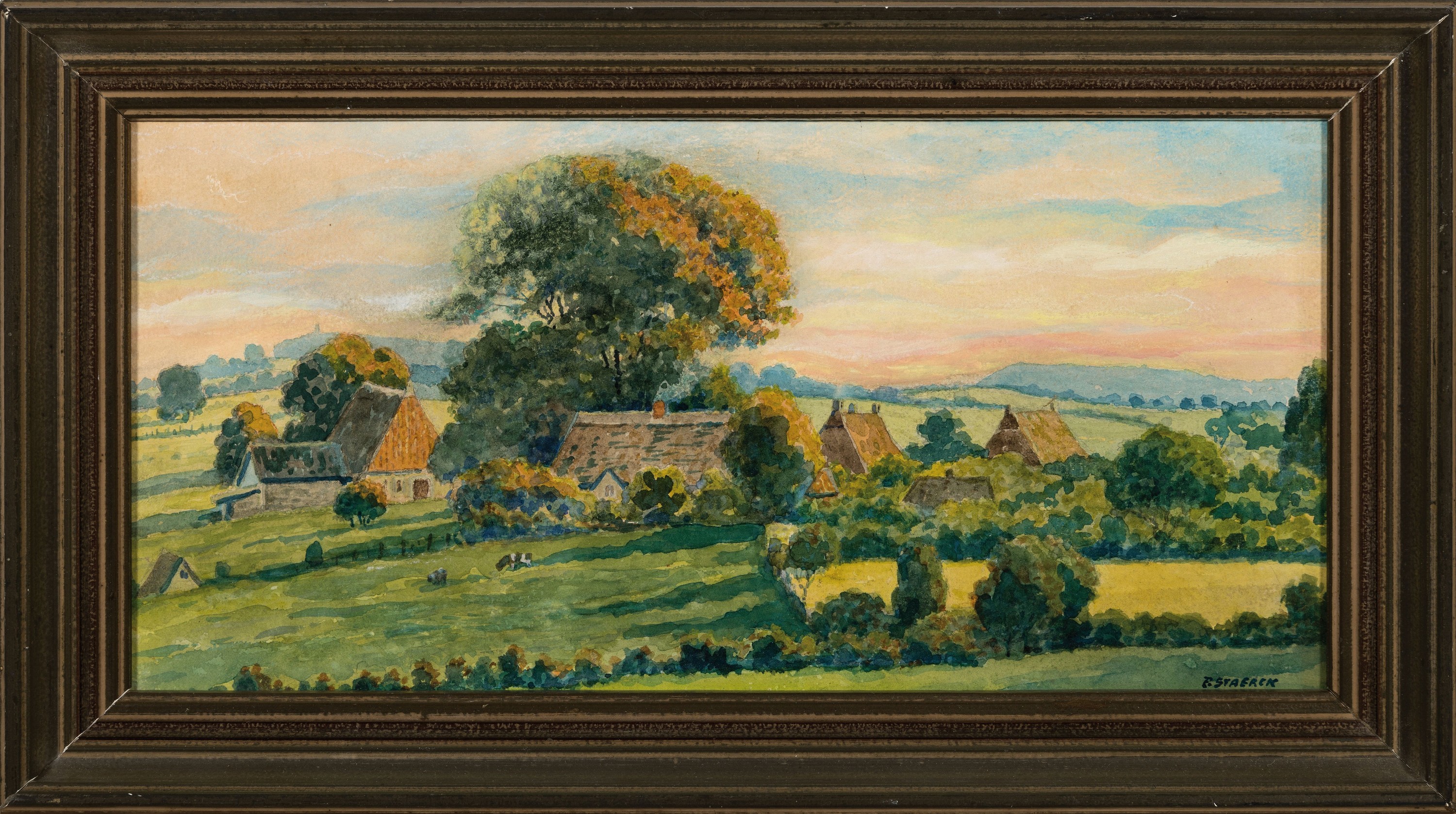 Detail k: Paul Staerck, geb. 1872 Nordhausen, Mitglied der Künstlerkolonie Heikendorf, Schleswig-Holstein, Aquarell, rechts unten signiert, verso bez. ...