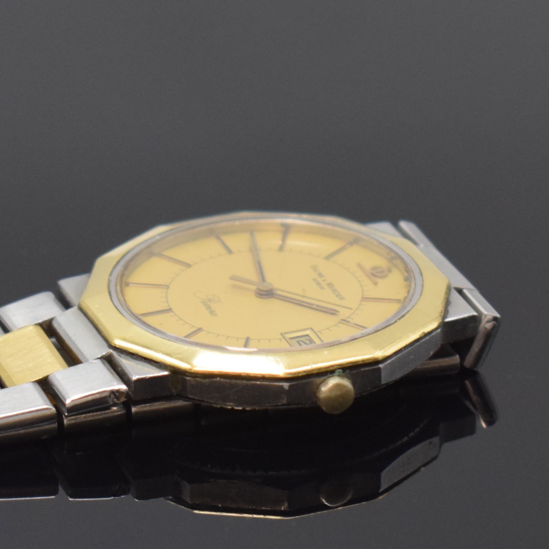 Detail c: BAUME & MERCIER Riviera Herrenarmbanduhr Referenz 5112.018, Schweiz um 1990, quarz, Edelstahl/Gold komb., Boden verschr., Gliederband m. Faltschl., ...