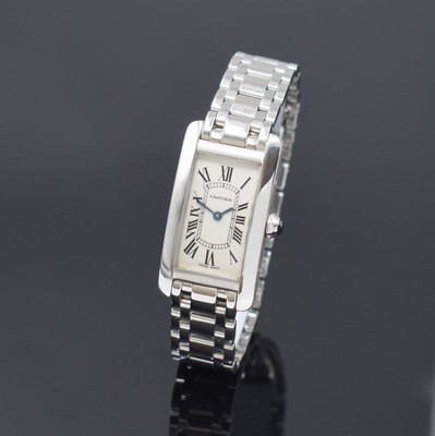 Image CARTIER Tank Americaine in white gold 18k reference 2489, quartz, case back screwed-down ...