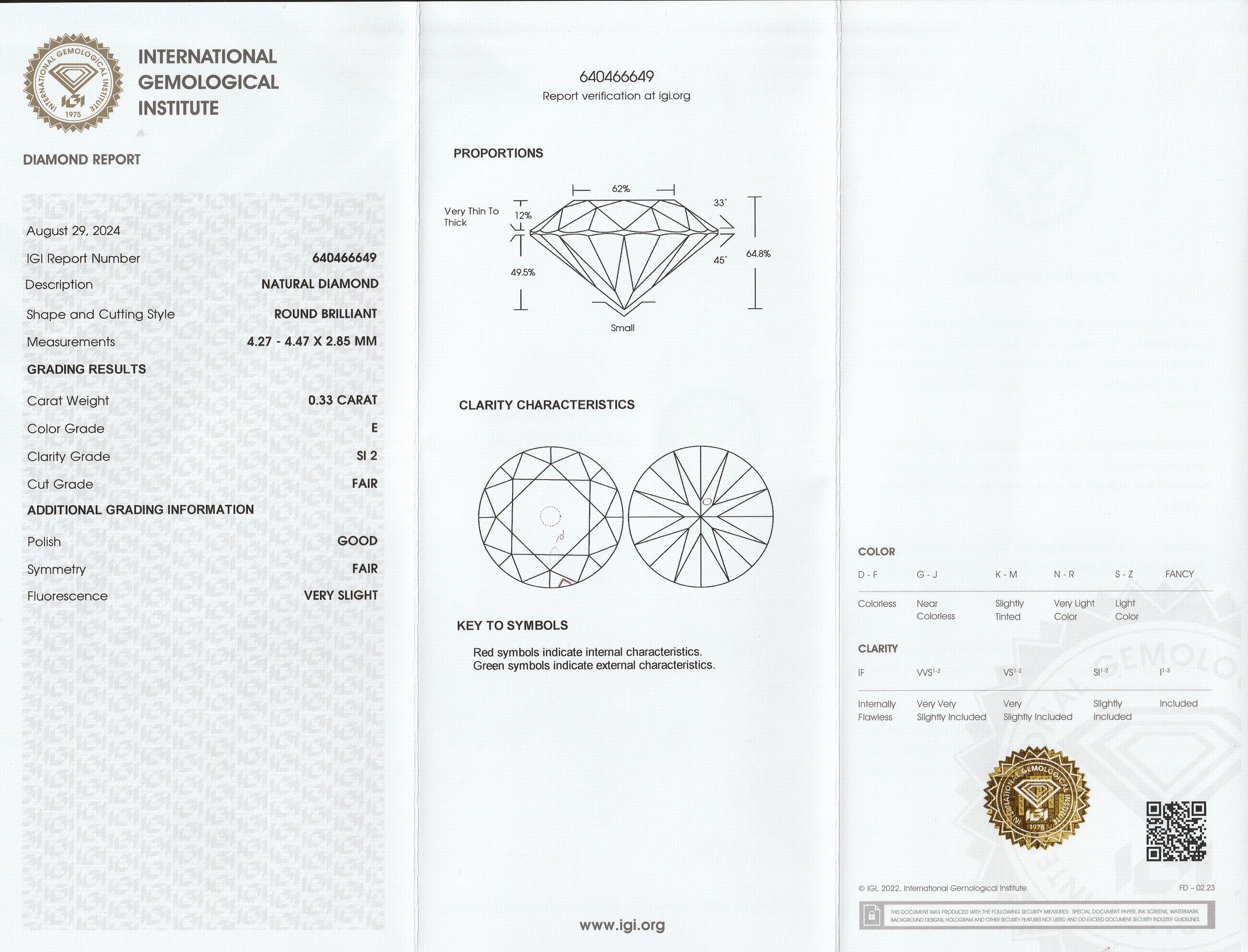 Detail a: Loser Brillant, 0.33 ct hochfeines Weiß (E)/si2, eingeschweißt, IGI-Expertise anbei