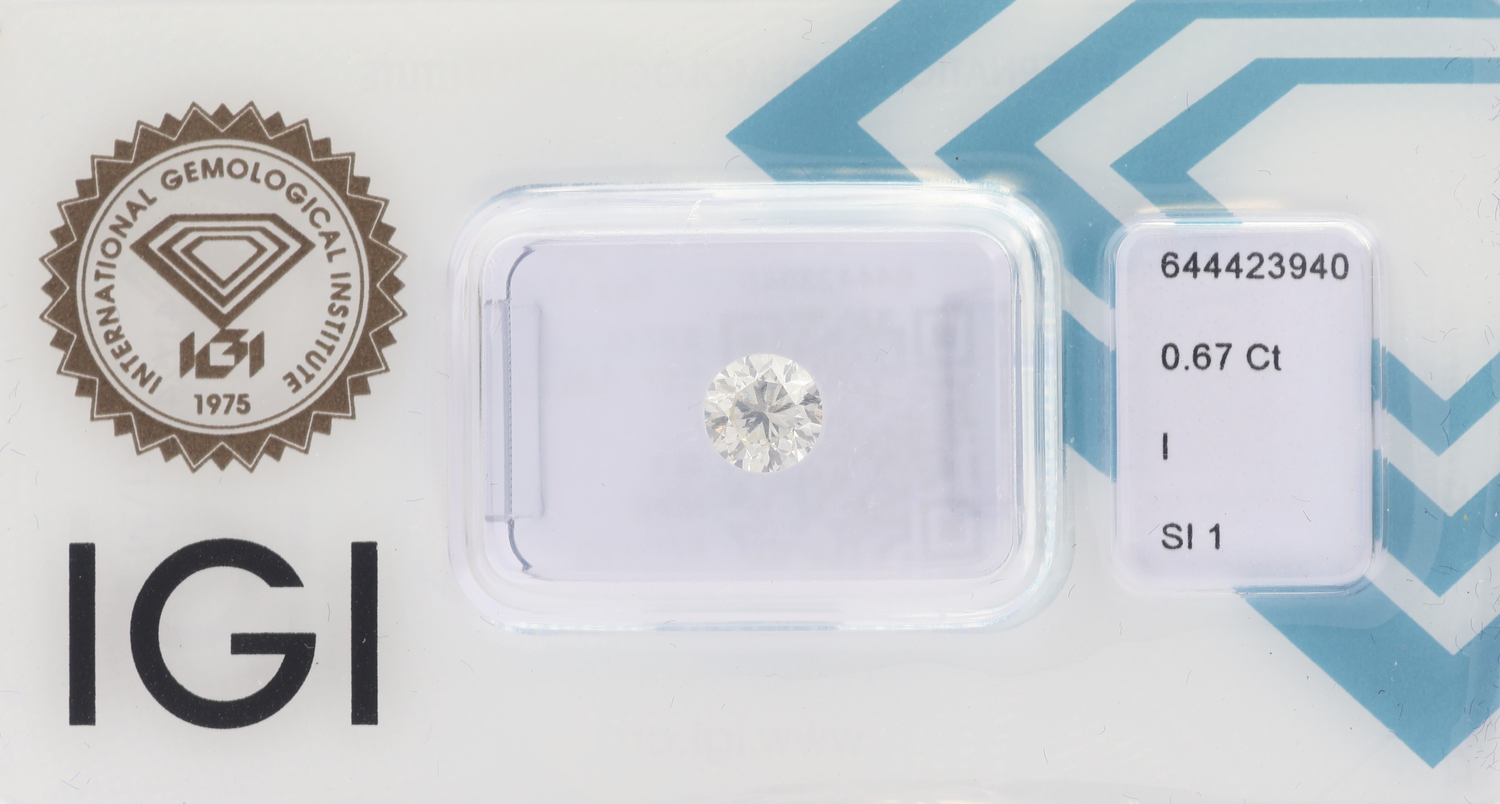 Loser Brillant 0.67 ct l.get.Weiß(I)/si1, eingeschweißt, IGI-Expertise
