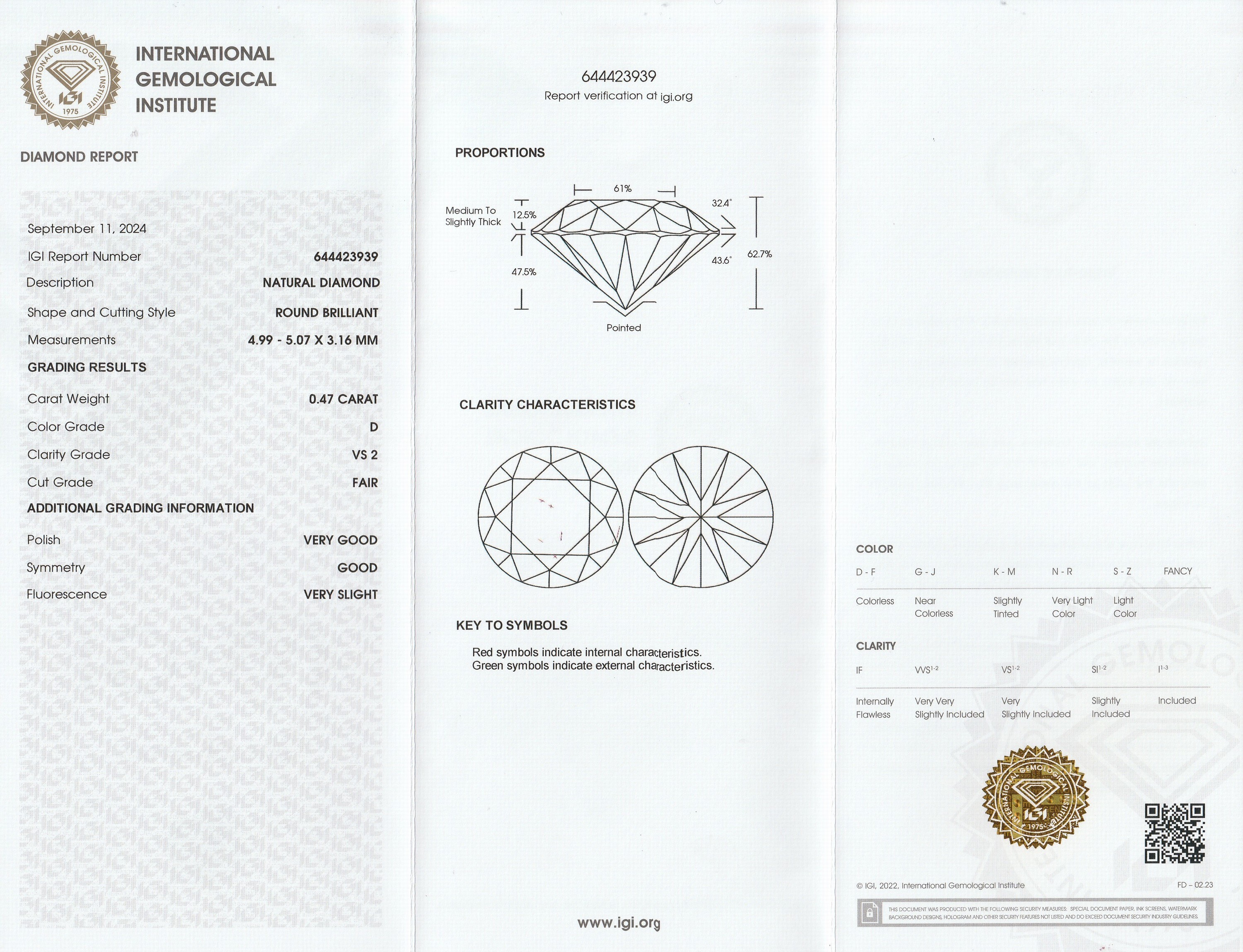 Detail a: Loser Brillant, 0.47 ct hochfeines Weiß+(D)/ vs2, eingeschweißt, IGI-Expertise