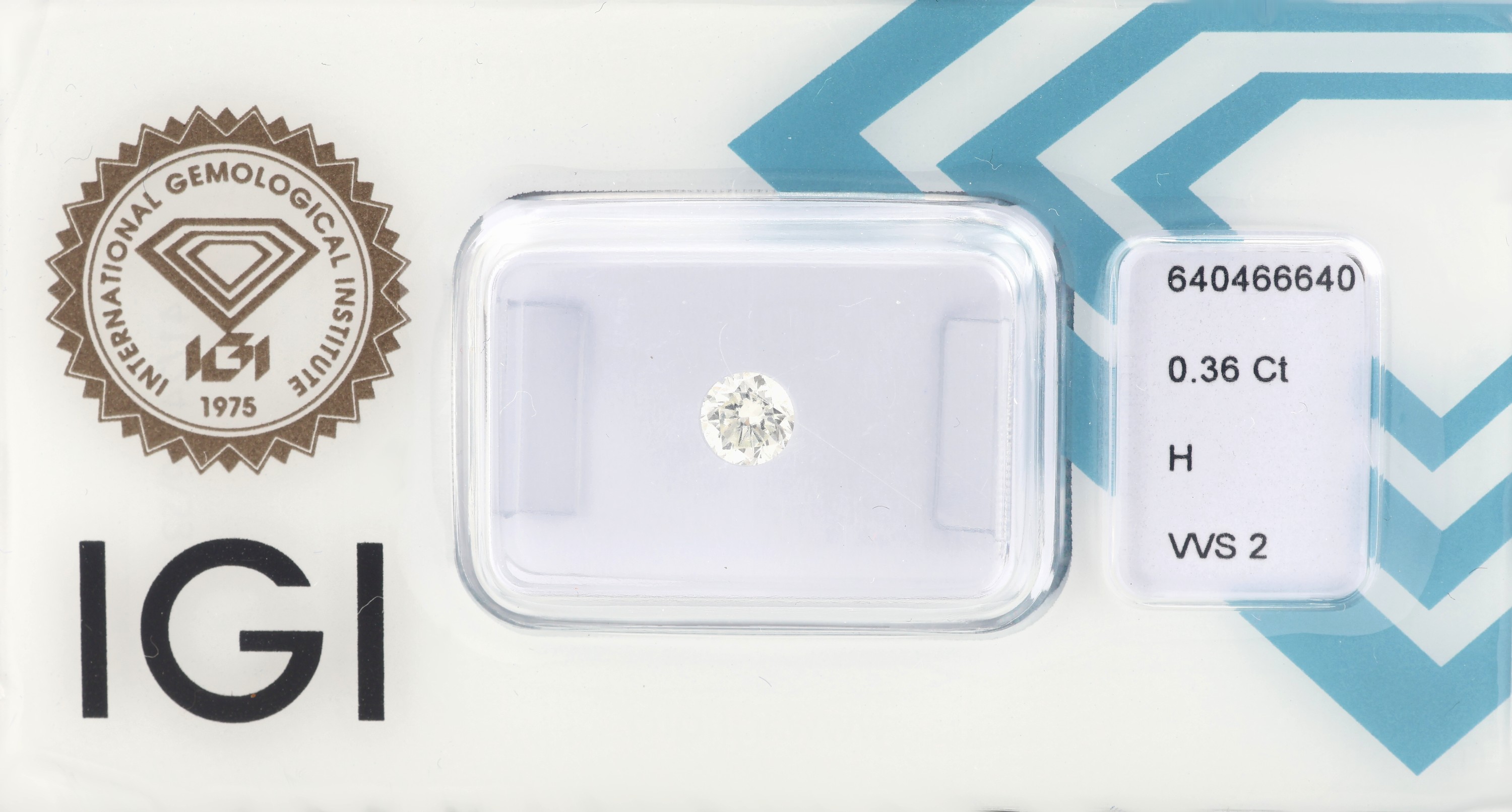 Loser Brillant, 0.36 ct Weiß(H)/vvs2, eingeschweißt, IGI Expertise