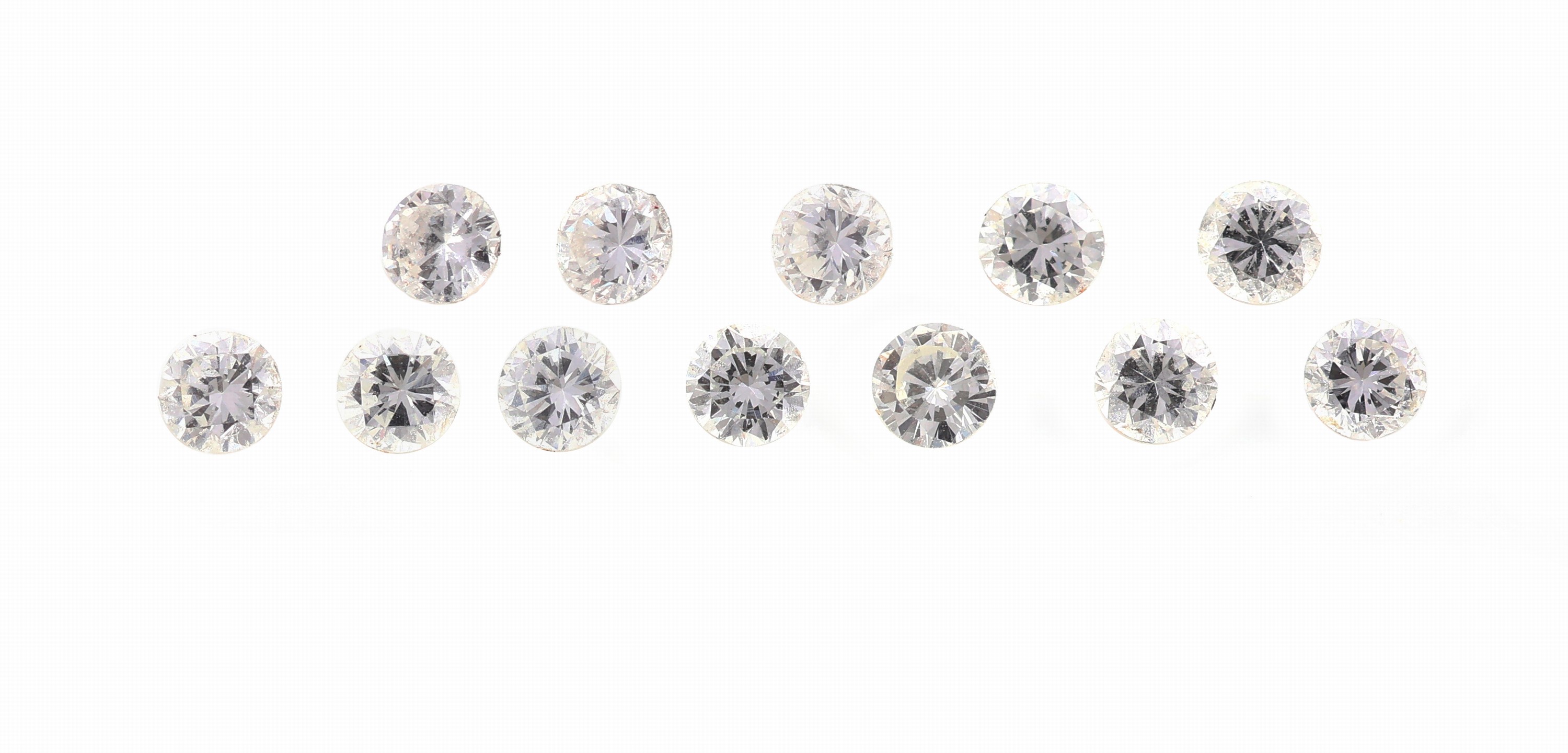 Lot 12 lose Brillanten, 0.64 ct, Weiß/p1, Ausfassware