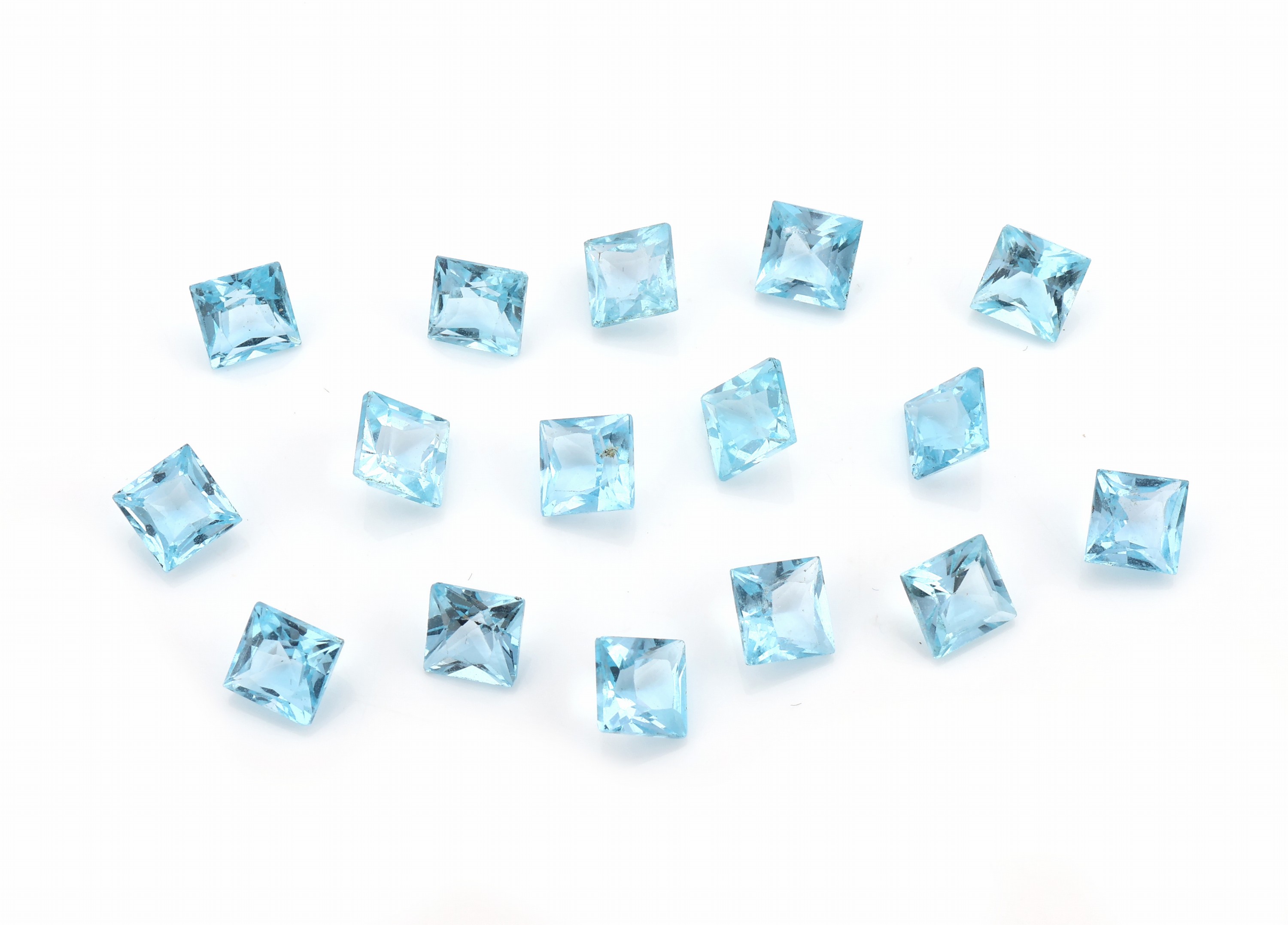 Lot lose Blautopase, zus. ca. 13.78 ct, facett. Carrees, behandelt