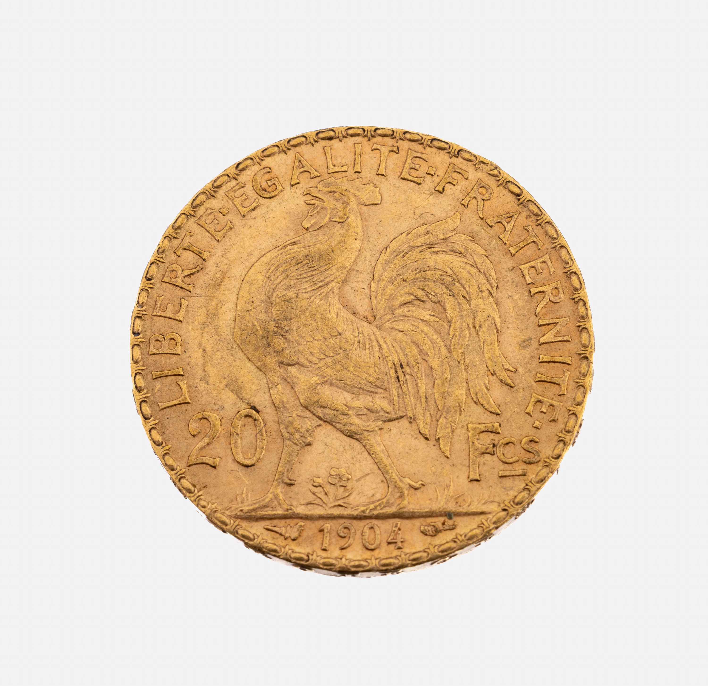 Goldmünze 20 Francs, Frankreich, 1904, Liberte, Egalite, Fraternite, gallischer Hahn, RV: Republique francaise, Marianne