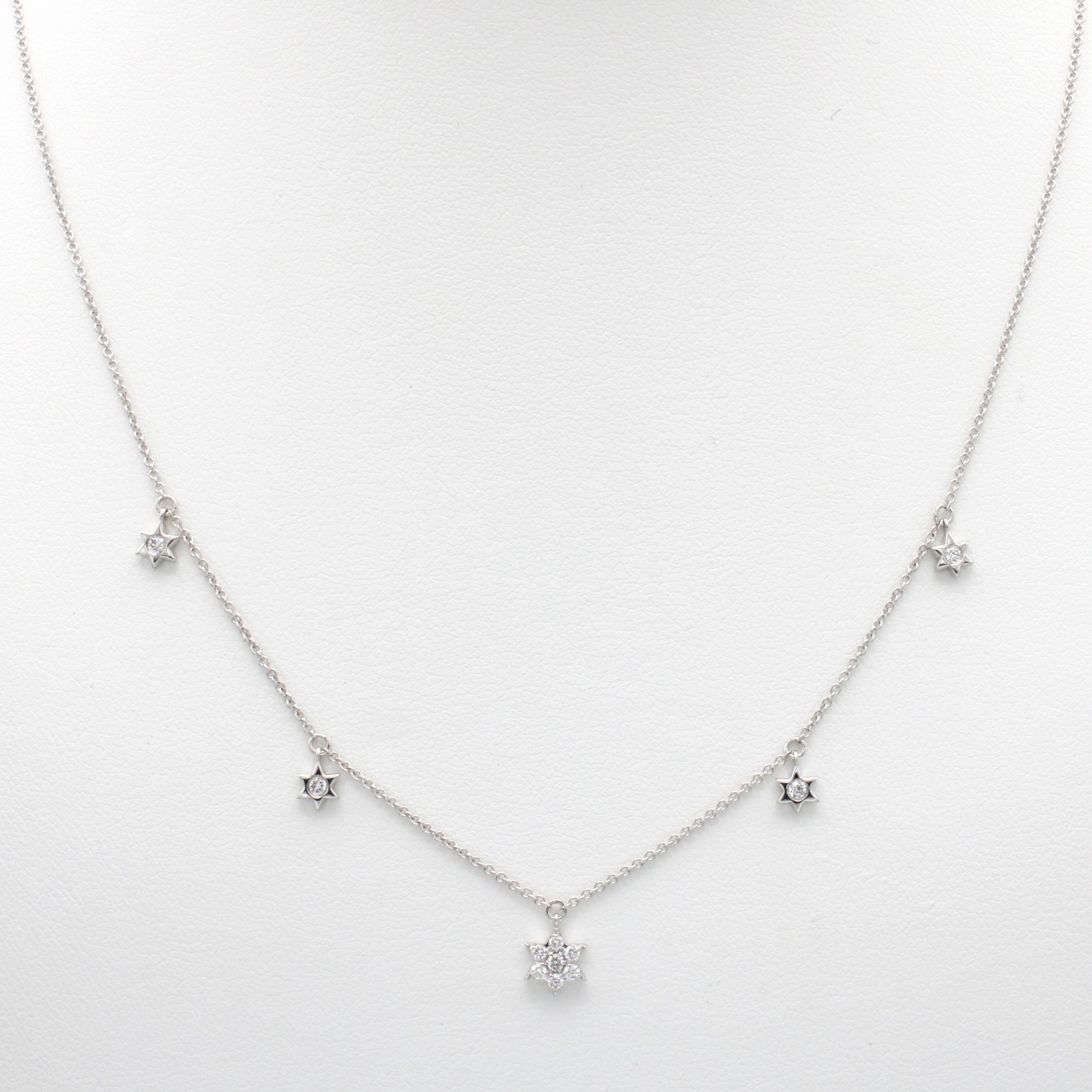 Image 26850370 - Sterncollier, WG 750/000, 5 Sterne bes. m. Brill. zus. ca. 0.15 ct feines Weiß/si, in ...