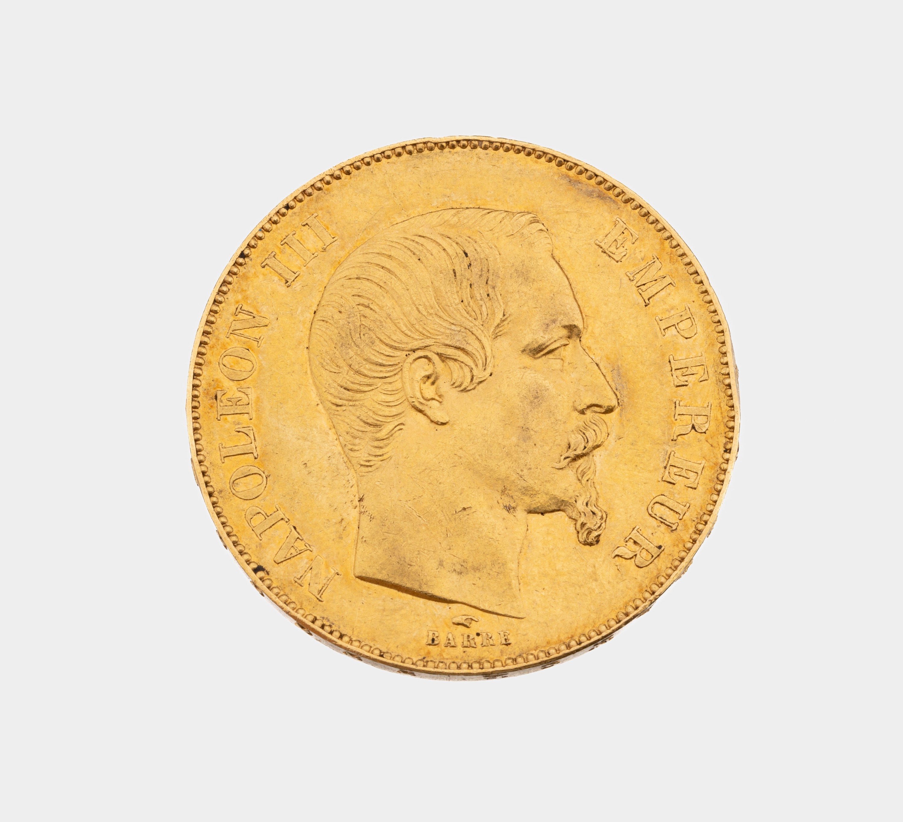 Goldmünze 50 Francs 1855 A, Napoleon III. Empereur, Empire francais
