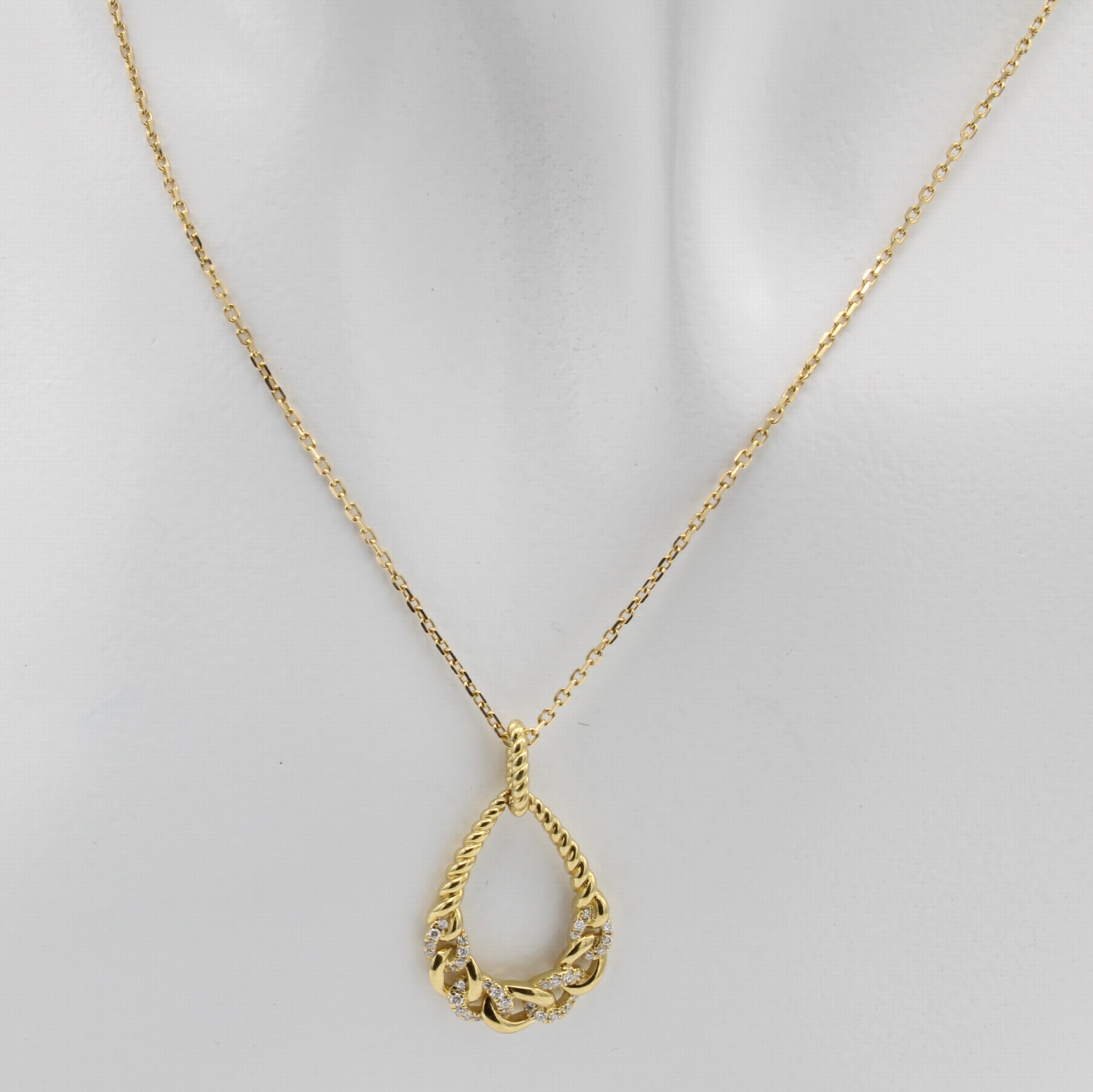 Image 26850407 - Anhänger mit Brillanten an Kette, GG 750/000, tropfenförm. m. Panzermuster, bes. ...