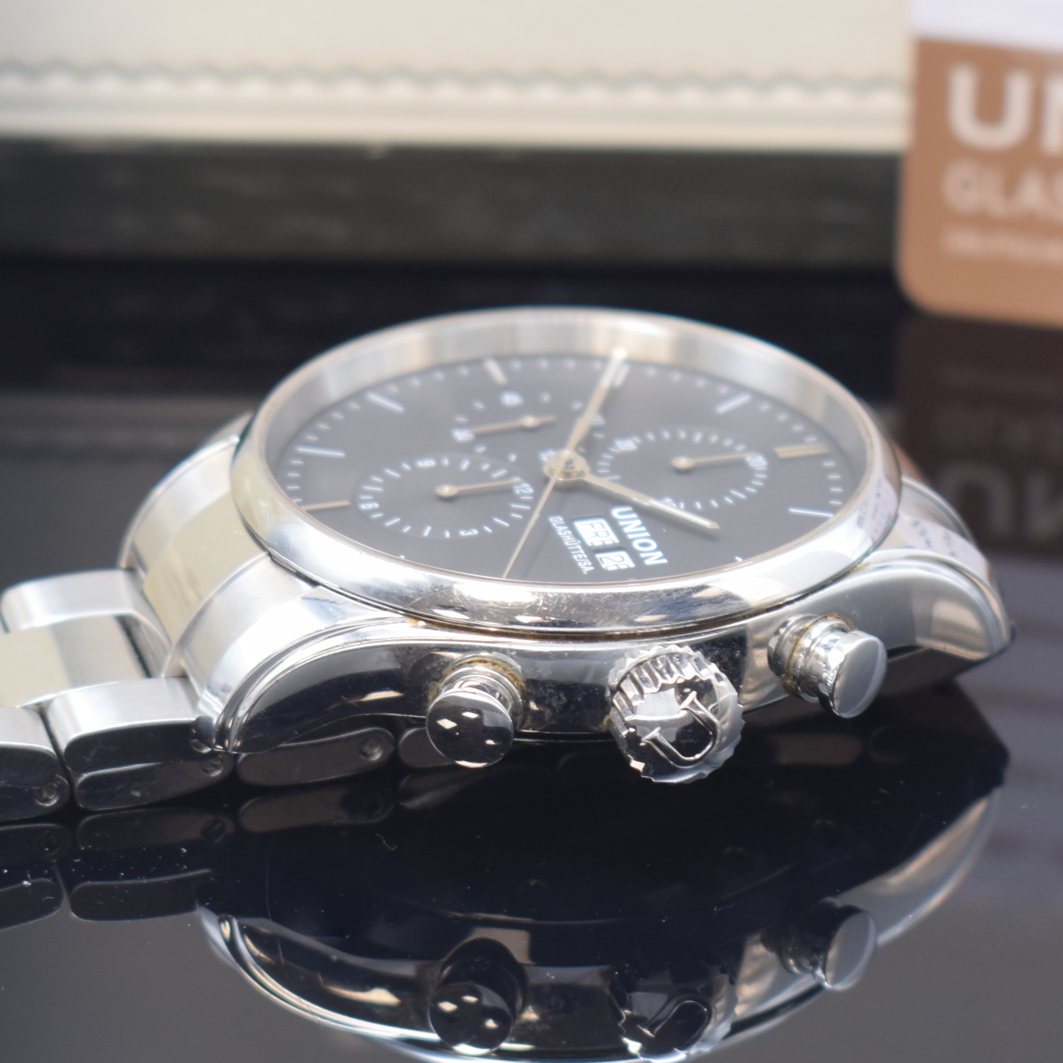 Detail c: UNION GLASHÜTTE Viro Herrenchronograph Referenz D011.414.11.051.00, Deutschland verk. lt. beil. Pap. 06/2019, Automatik, beids. vergl. Edelstahlgeh. ...