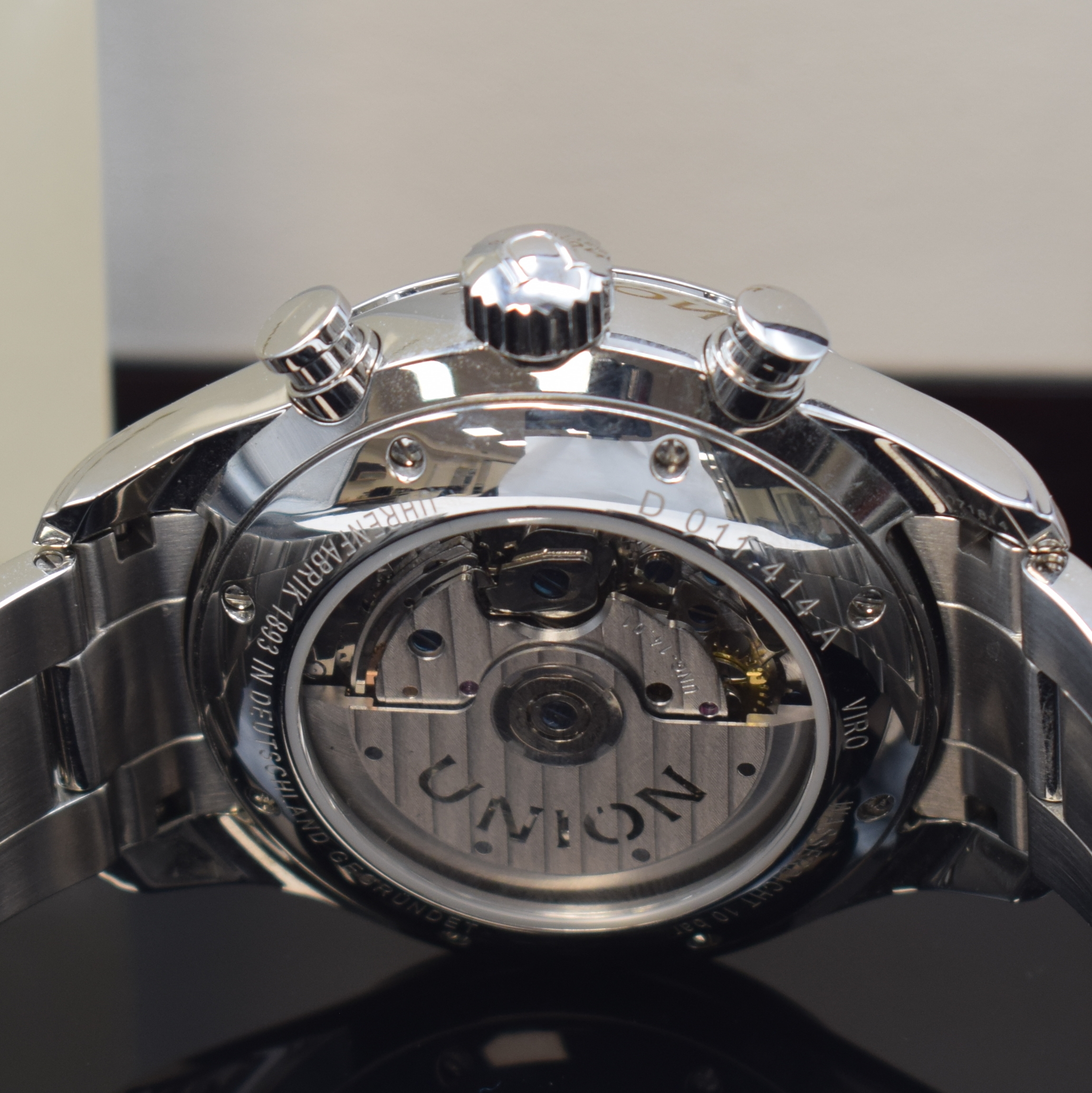 Detail d: UNION GLASHÜTTE Viro Herrenchronograph Referenz D011.414.11.041.00, Deutschland verk. lt. beil. Pap. 09/2024, Automatik, beids. vergl. Edelstahlgeh. ...
